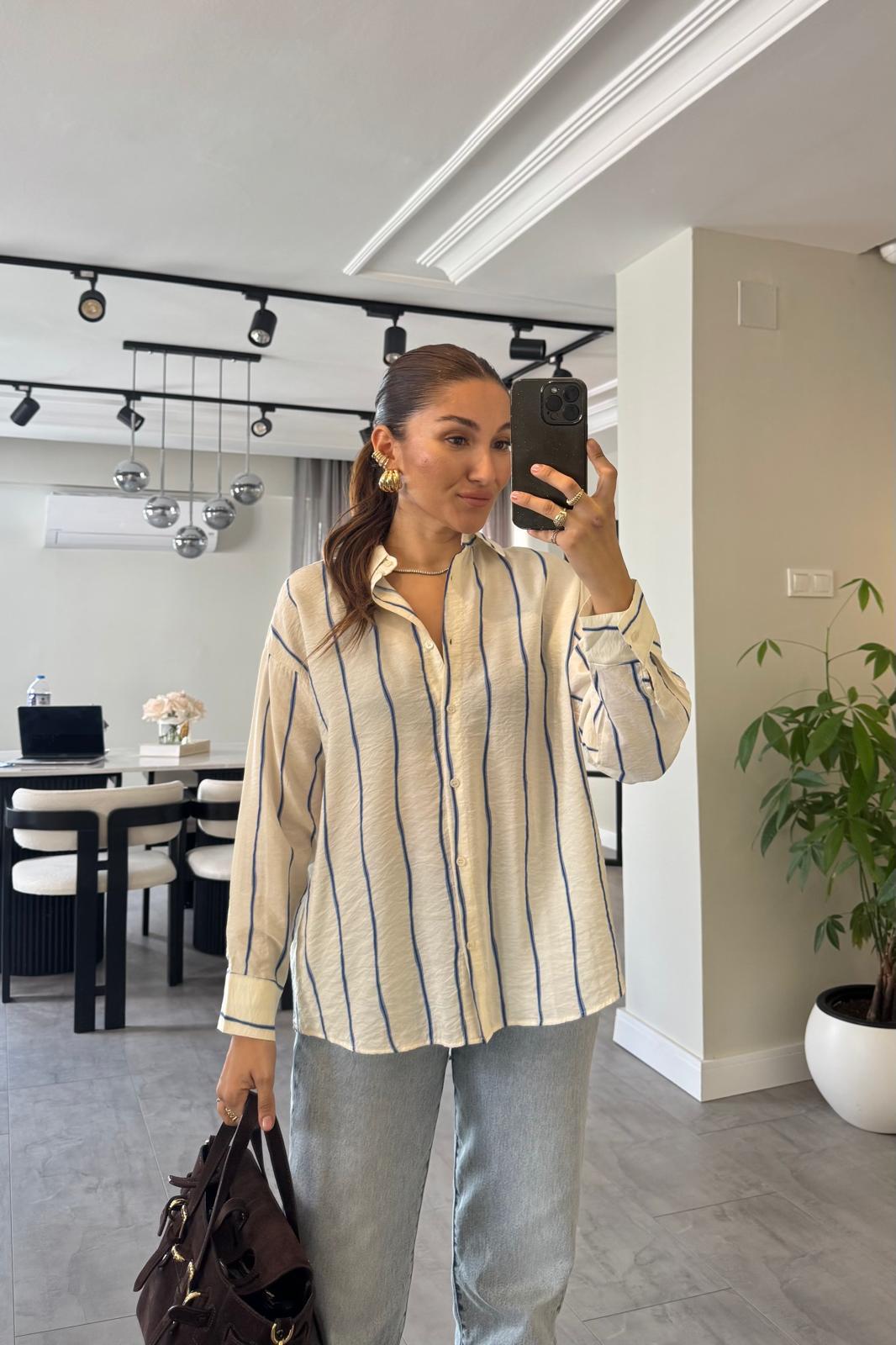 ÇİZGİLİ MODAL GÖMLEK/3101