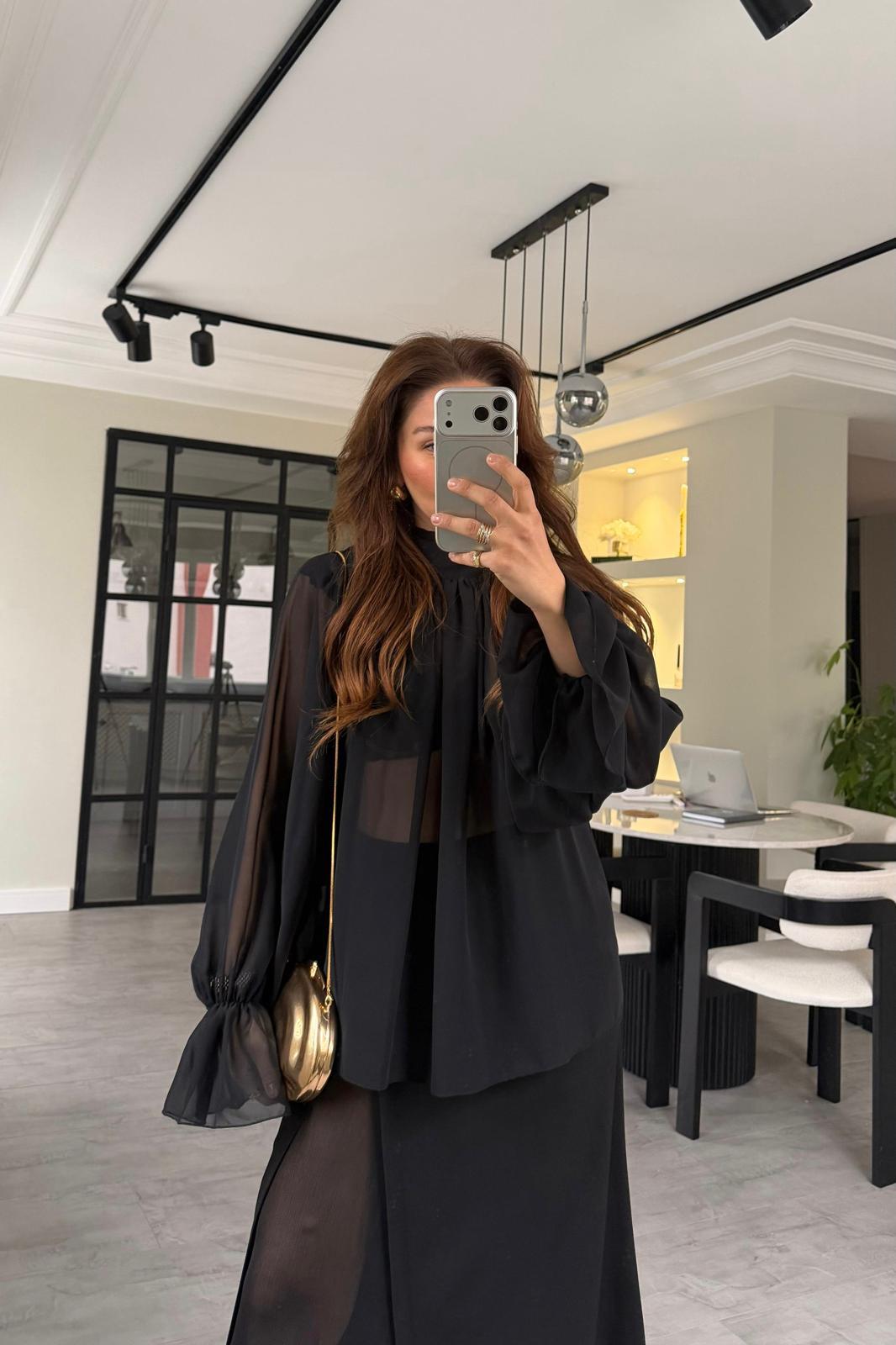 BÜZGÜLÜ ŞİFON TÜL BLUZ/0899