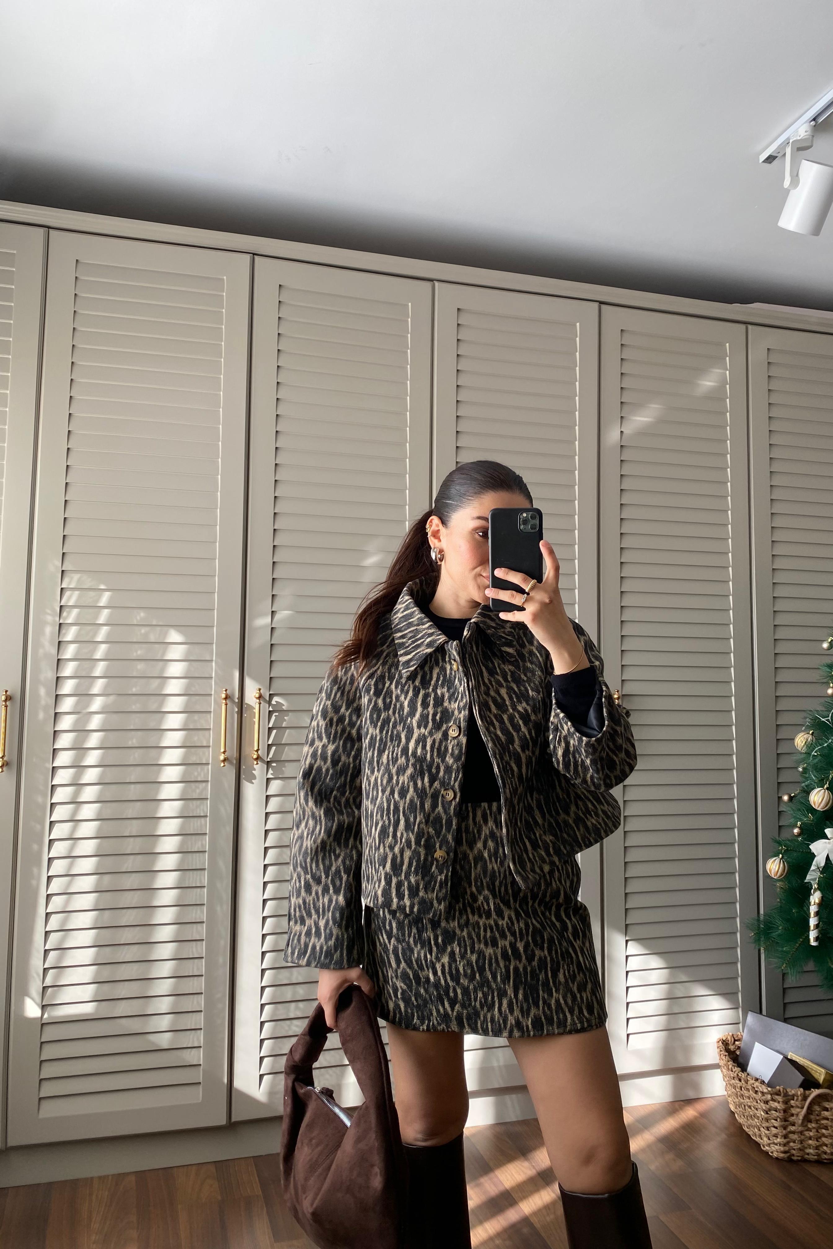 MASSİMO KISA LEOPAR CEKET/20130