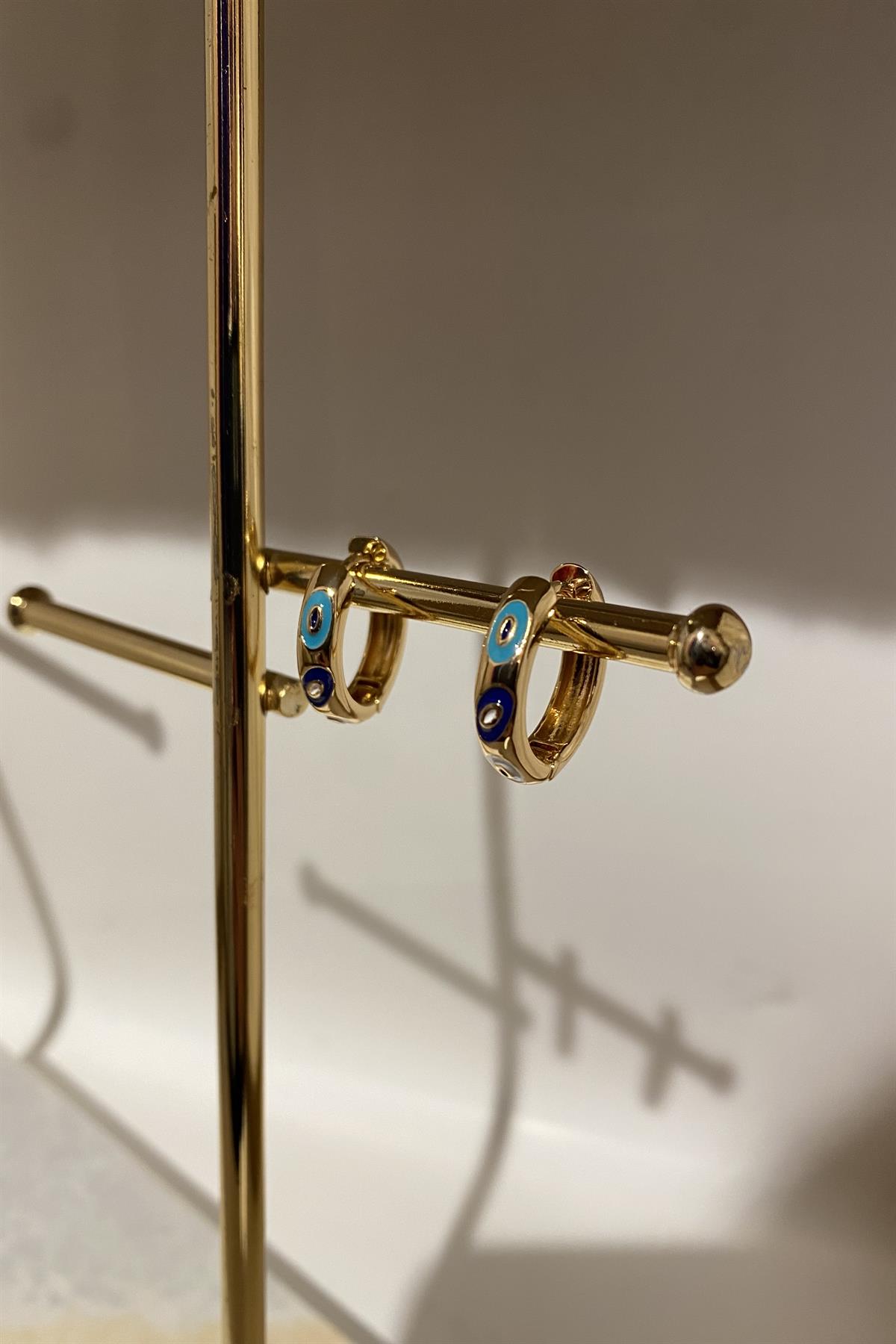 MAVİ MİNELİ HALKA KÜPE 2cm