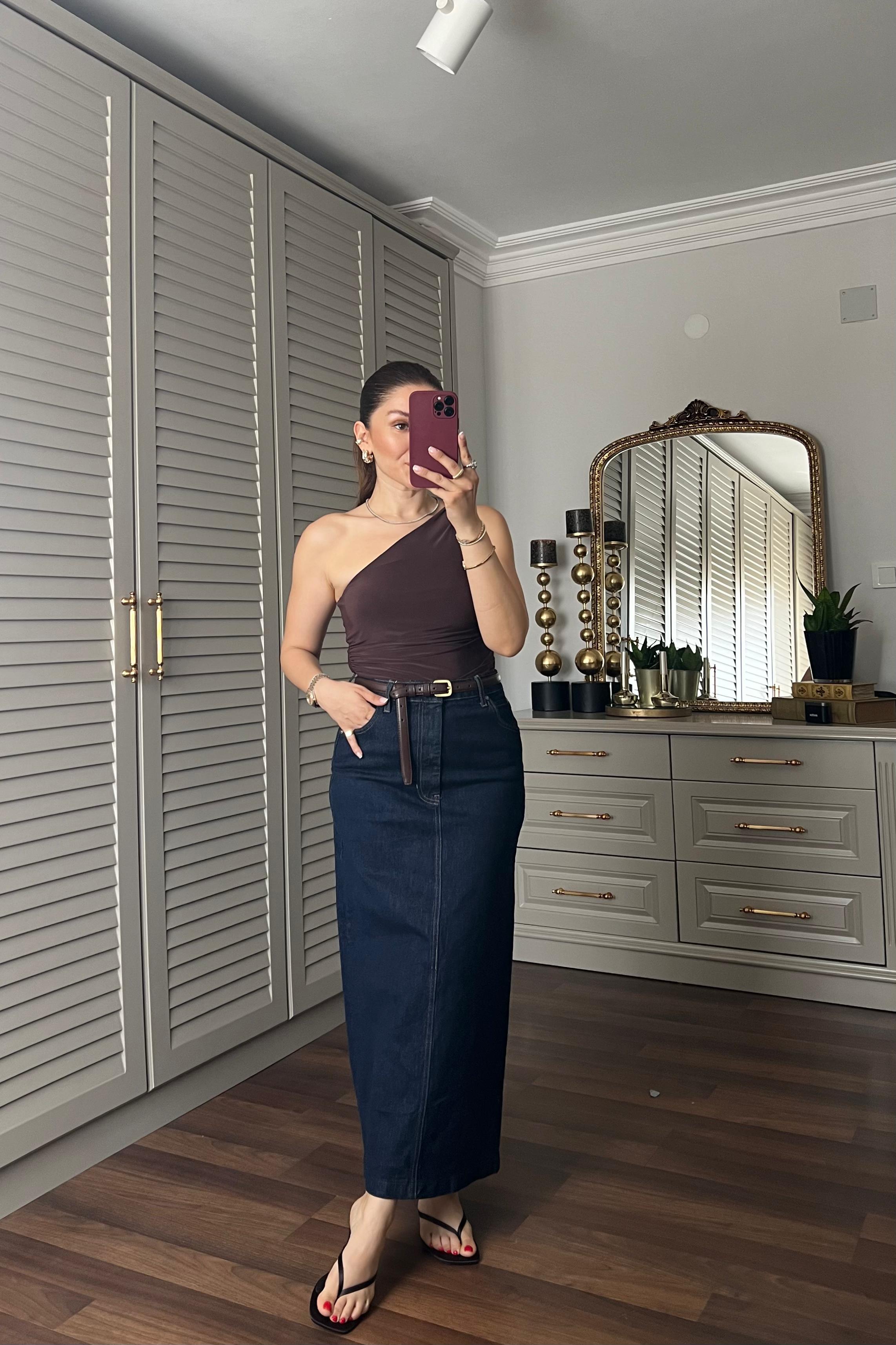 MAXİ BOY DENİM ETEK