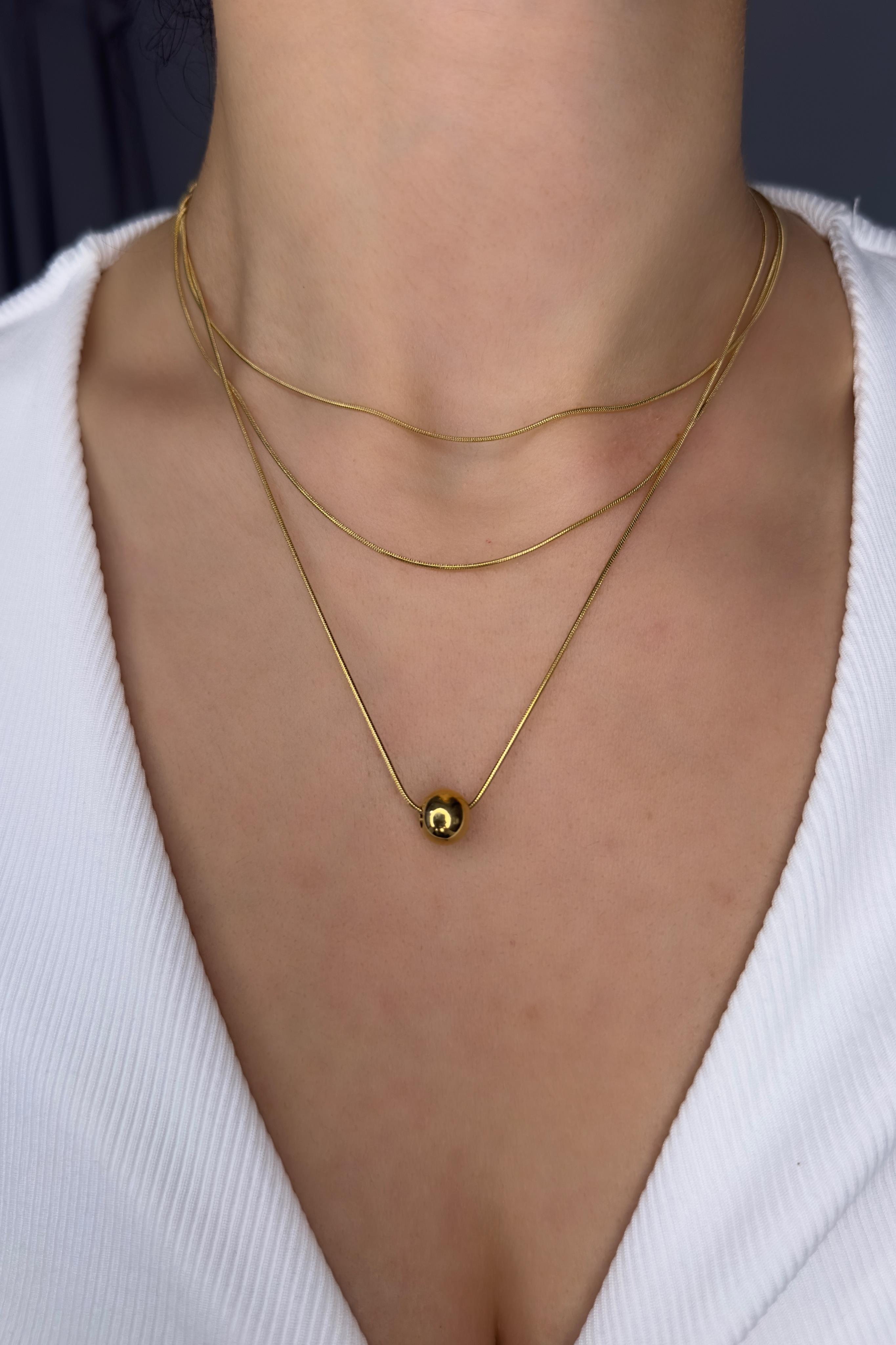 MİNİK TOP UÇLU ÜÇLÜ KOLYE