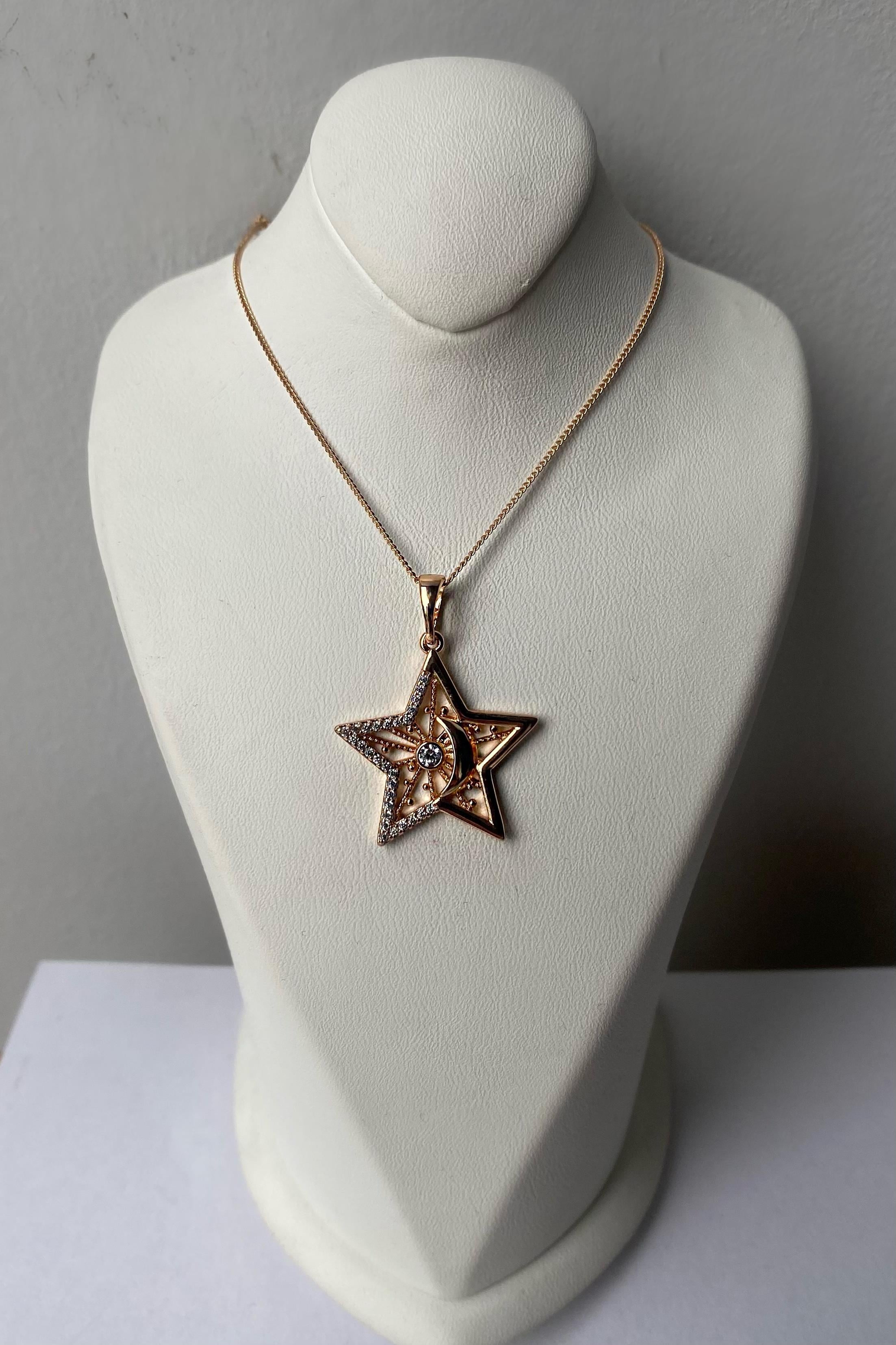 MOTİFLİ AY-YILDIZ KOLYE