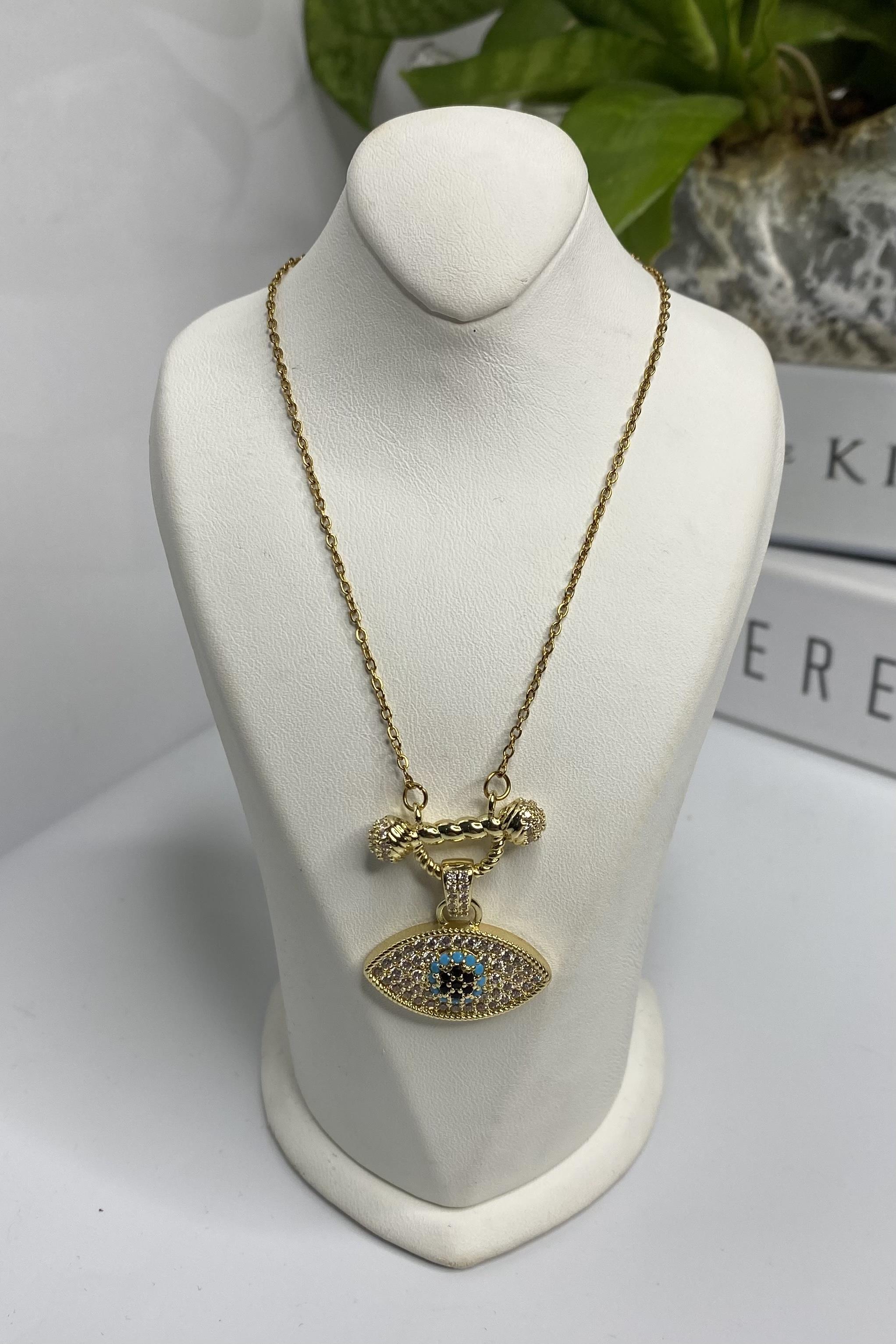 NAZAR BONCUKLU ELİPS ZİNCİR KOLYE