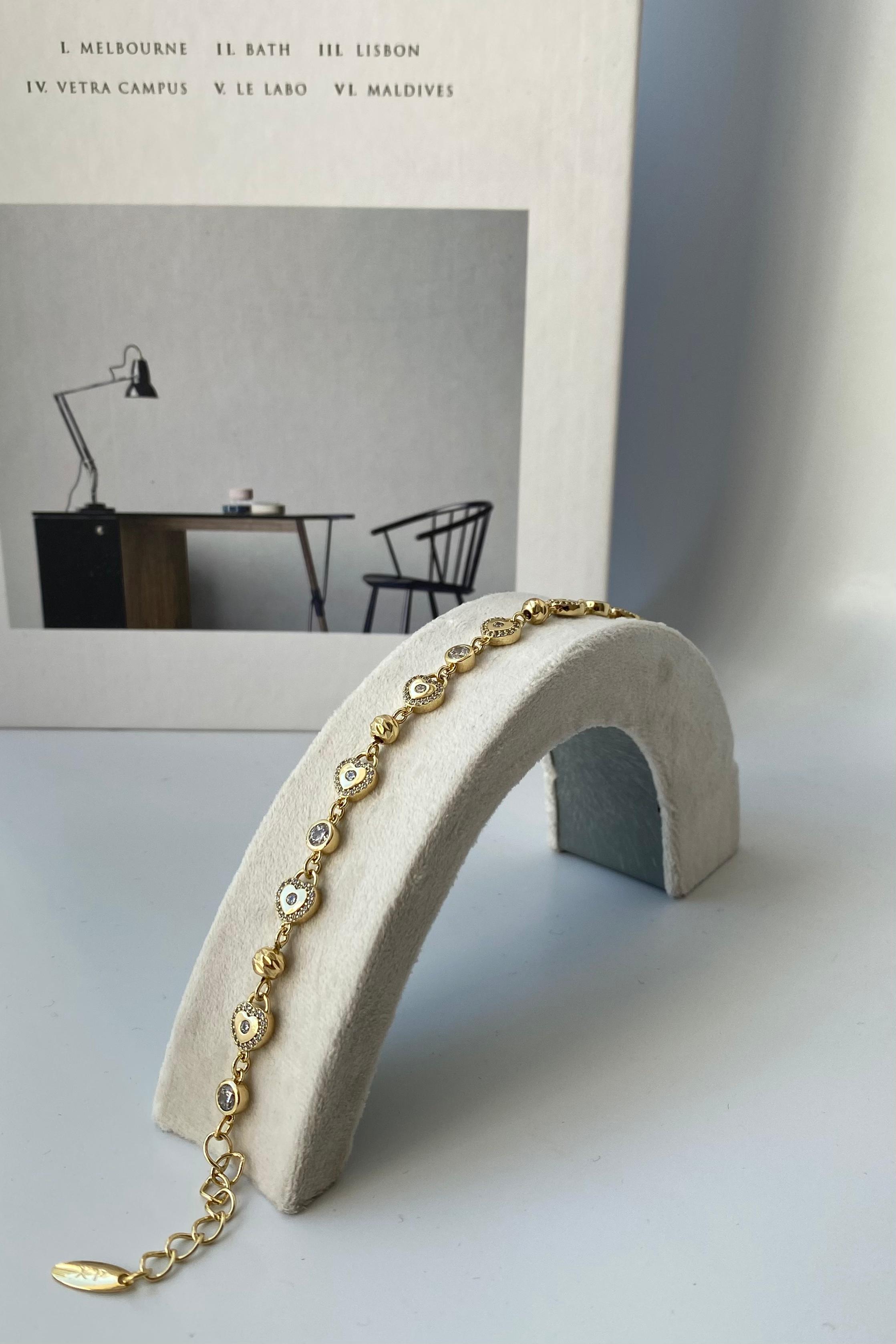 NOKTA TAŞLI KALP BİLEZİK