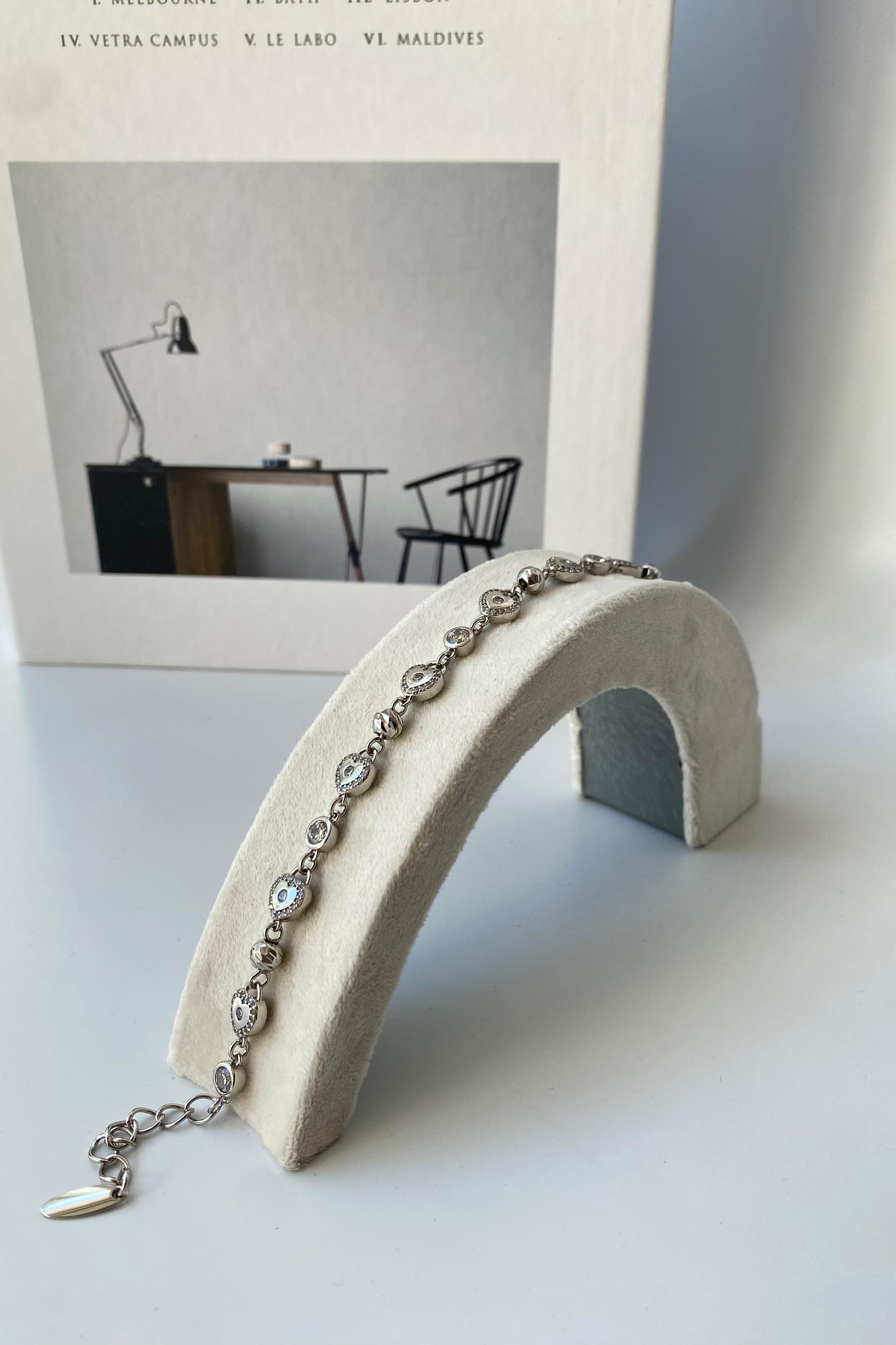 NOKTA TAŞLI KALP BİLEZİK