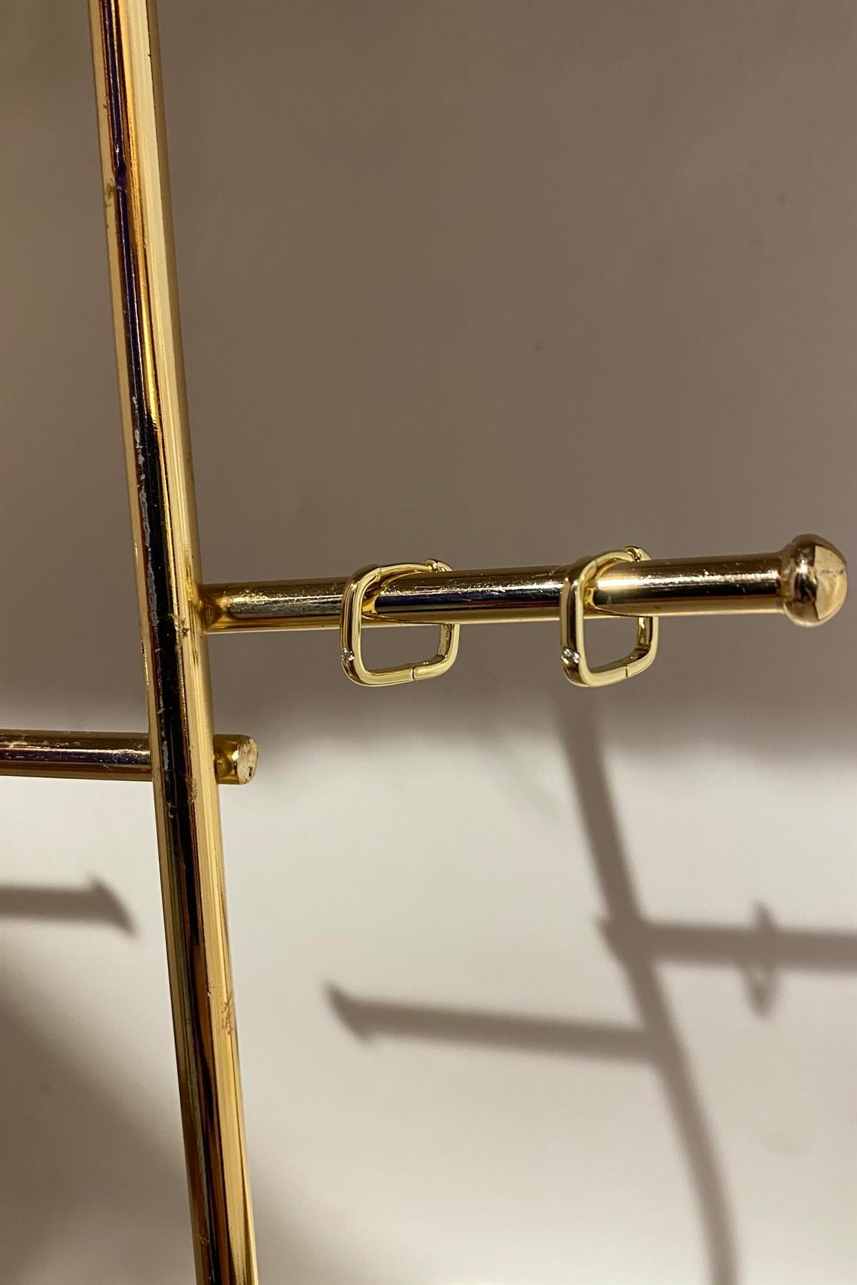 NOKTA TAŞLI KARE HALKA KÜPE 1cm