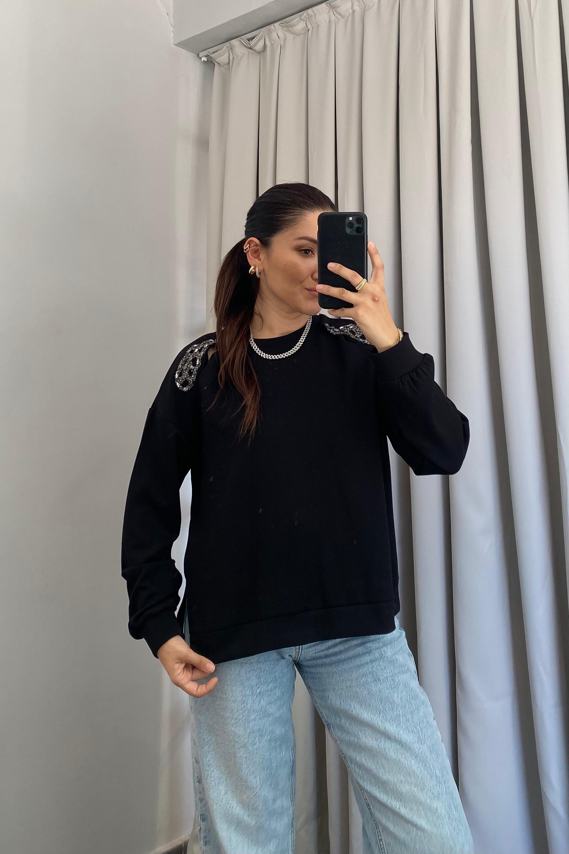 OMUZU TAŞLI İPEKYOL SWEATSHIRT