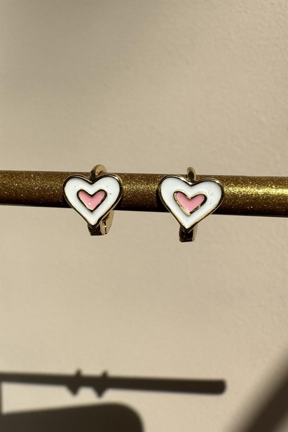 ORTASI PEMBE KALPLİ MİNİK HALKA KÜPE 1cm