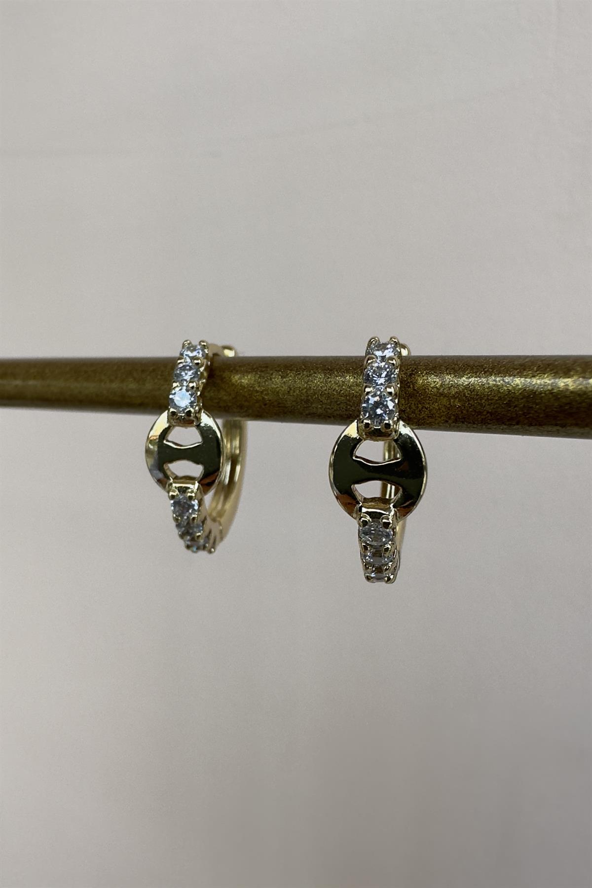 ORTASI ZİNCİRLİ TAŞLI HALKA KÜPE 1,6cm