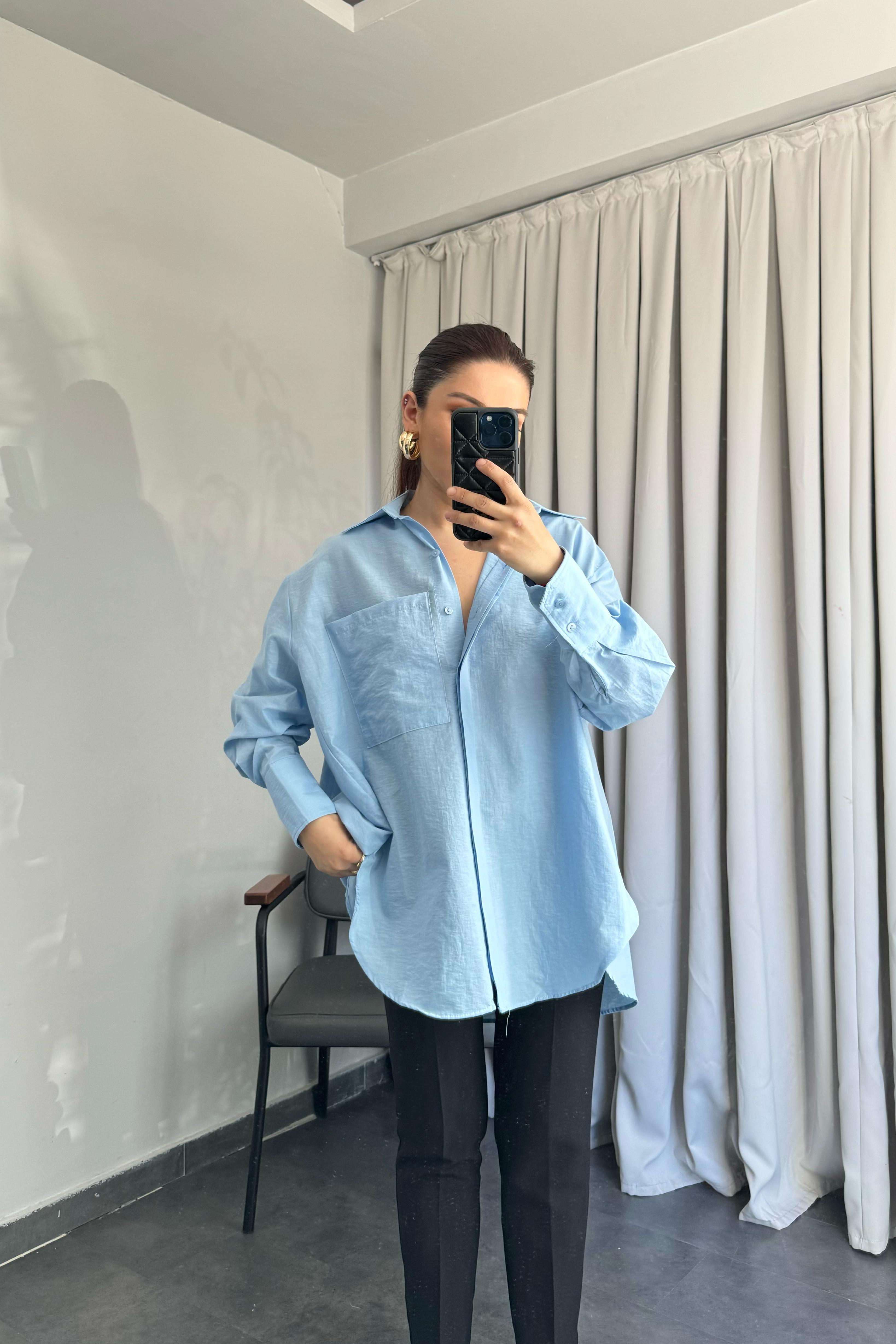 OVERSIZE ARKASI PİLELİ GÖMLEK/4907