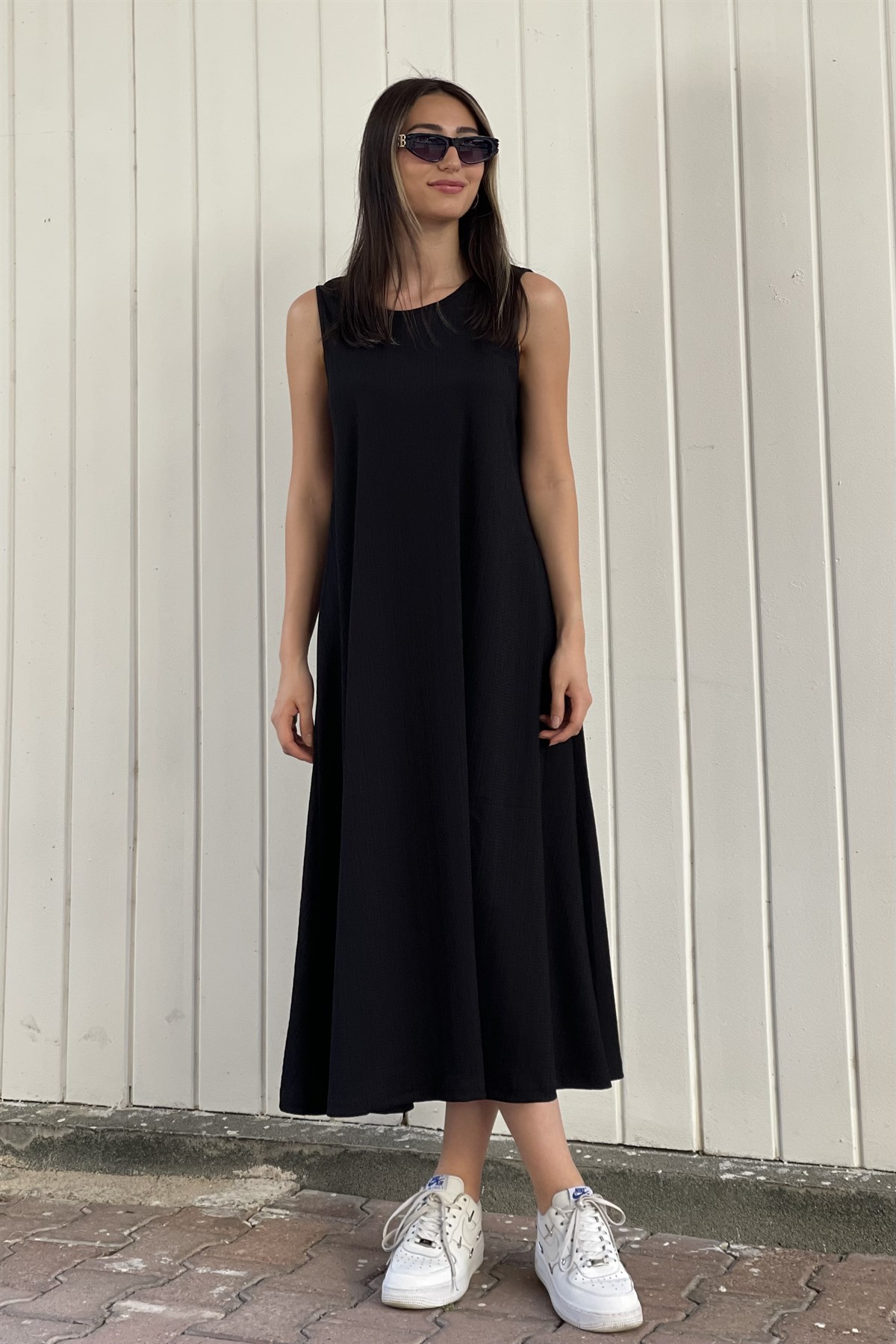 RAŞEL KUMAŞ KOLSUZ ÇAN ELBİSE