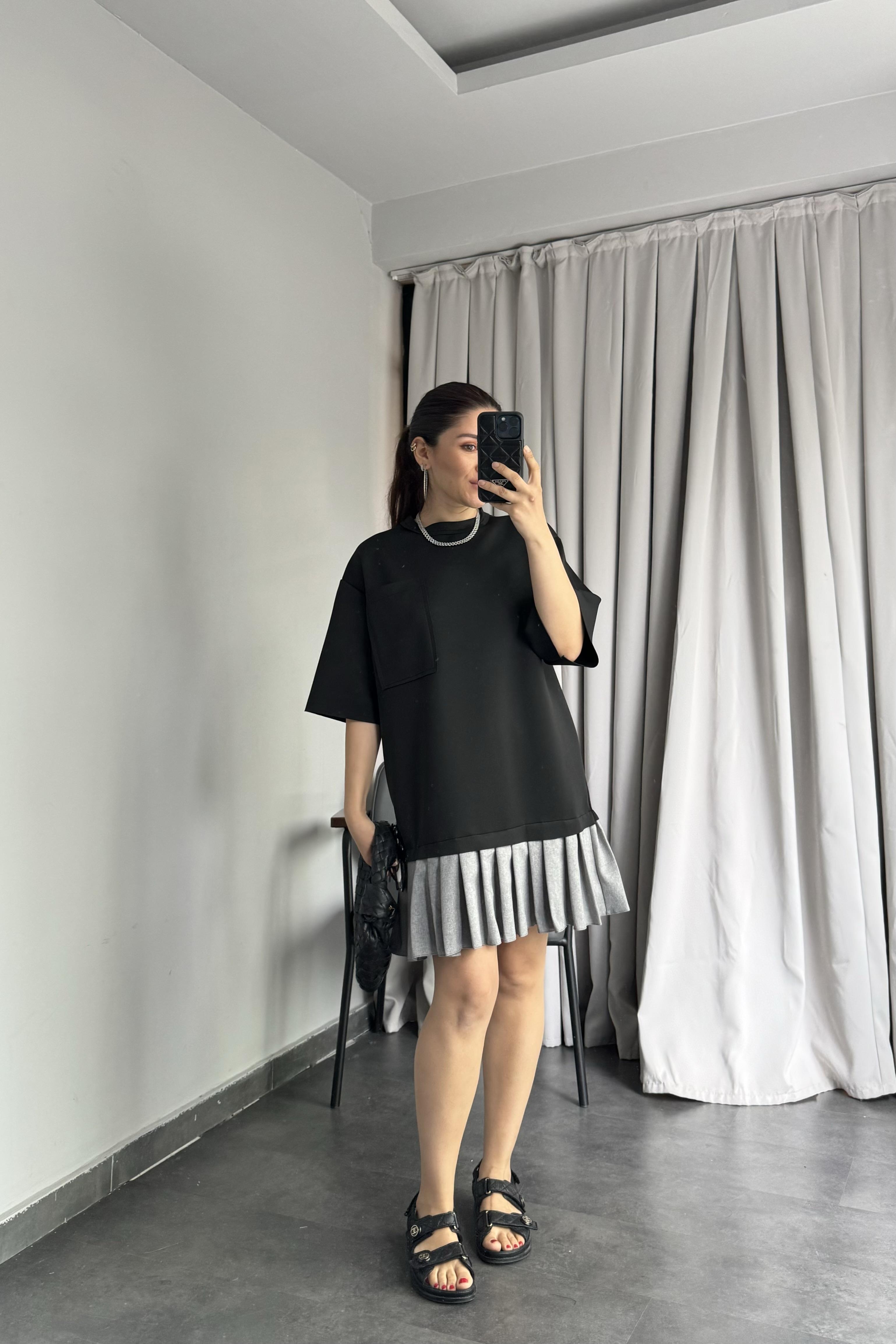 SCUBA KUMAŞ PİLELİ ELBİSE /039