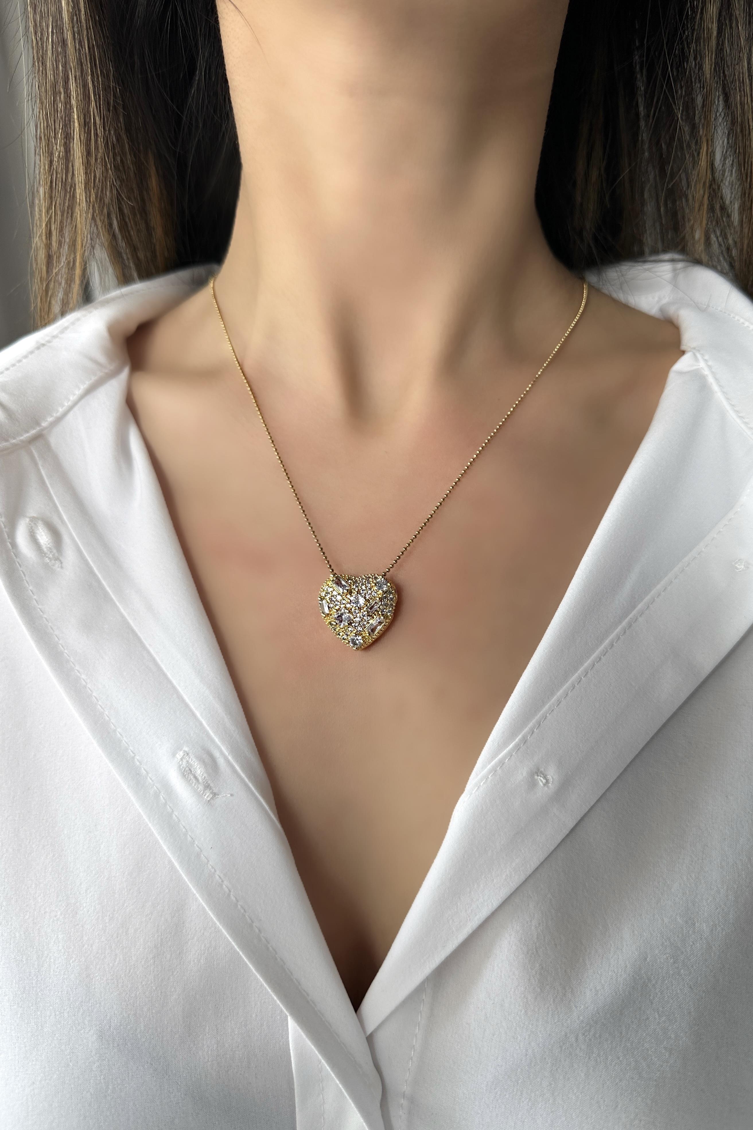 SERPME TAŞLI KALP KOLYE