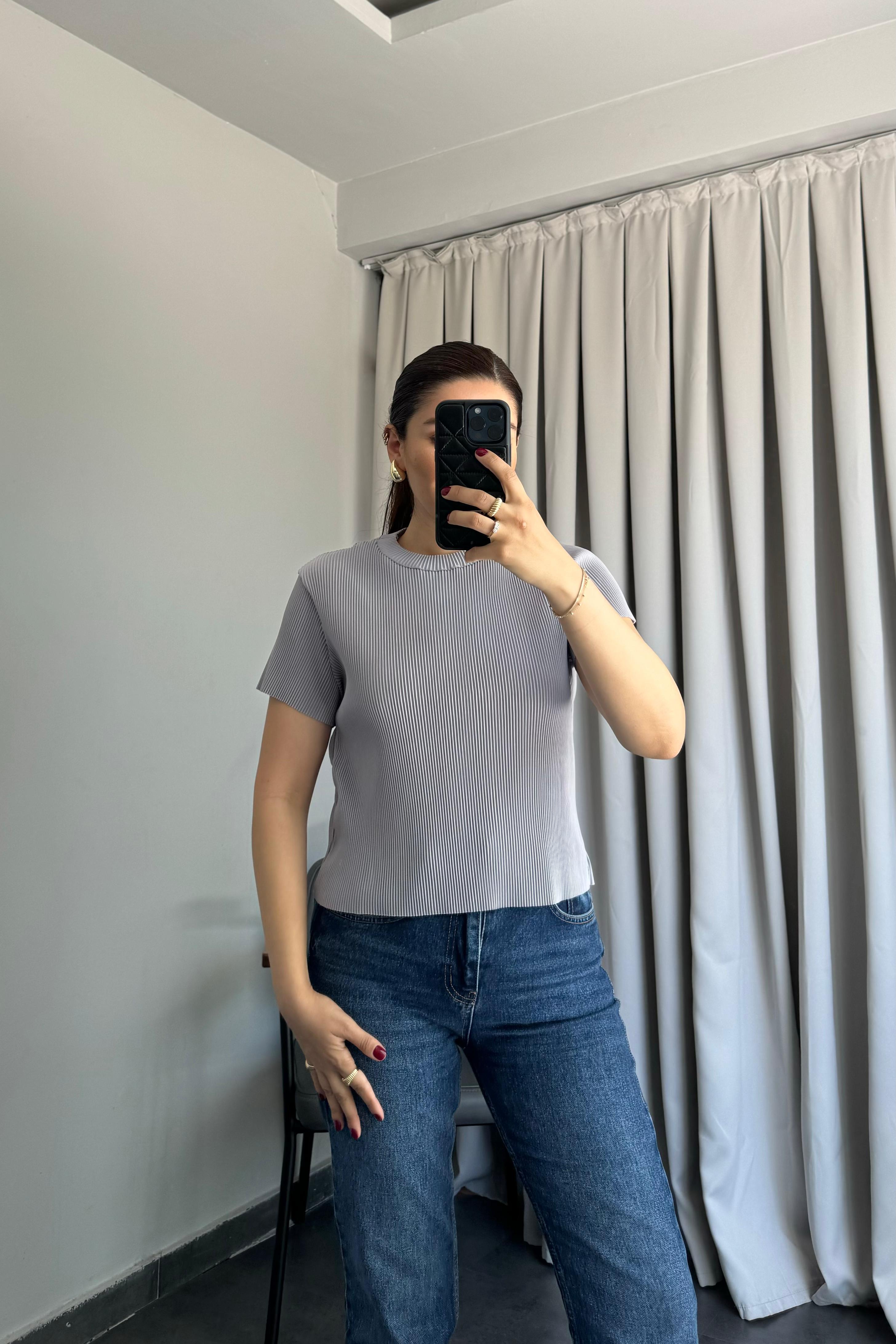 SIFIR YAKA PLİSELİ BLUZ/6231