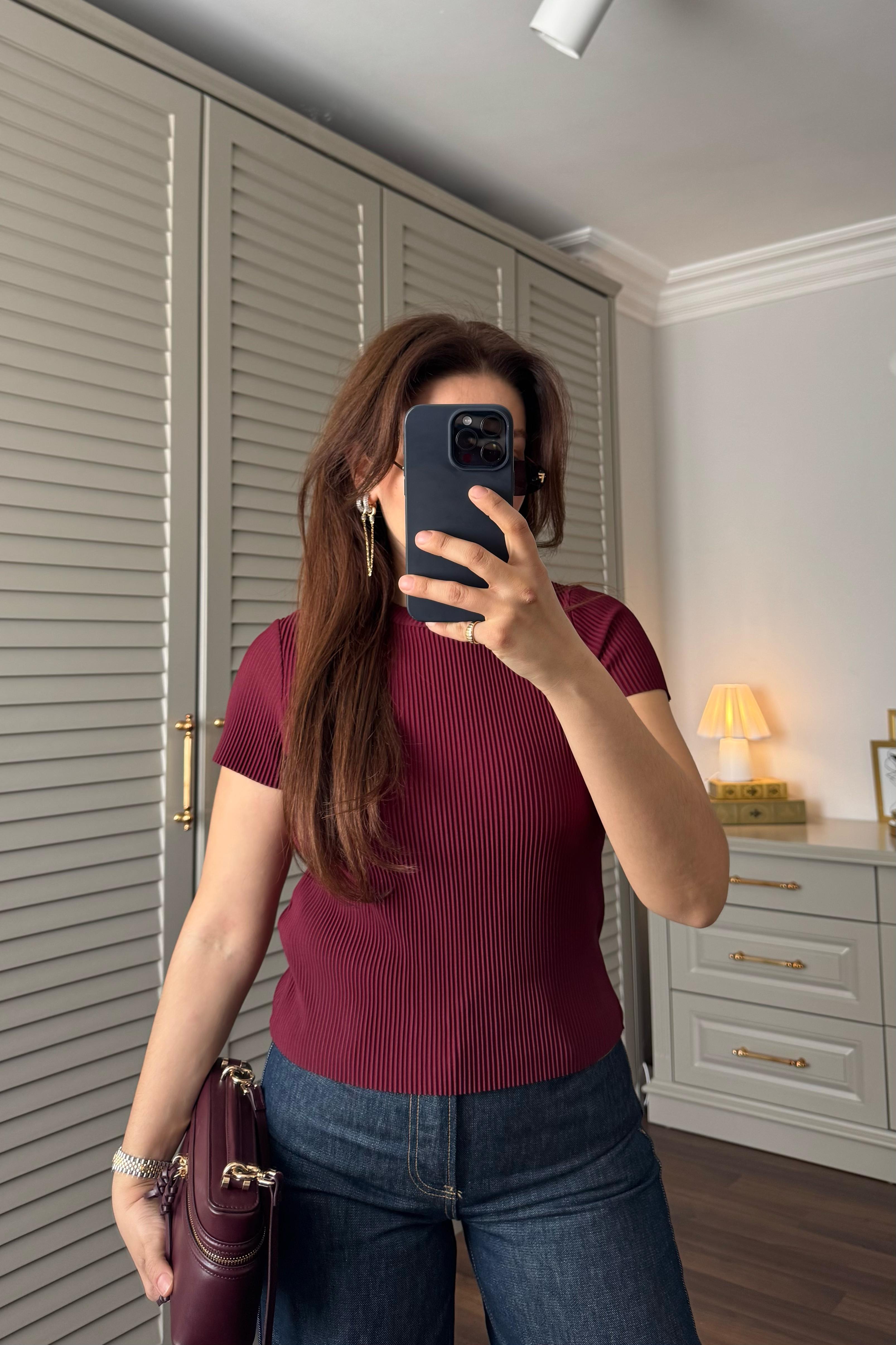 SIFIR YAKA PLİSELİ BLUZ/6231