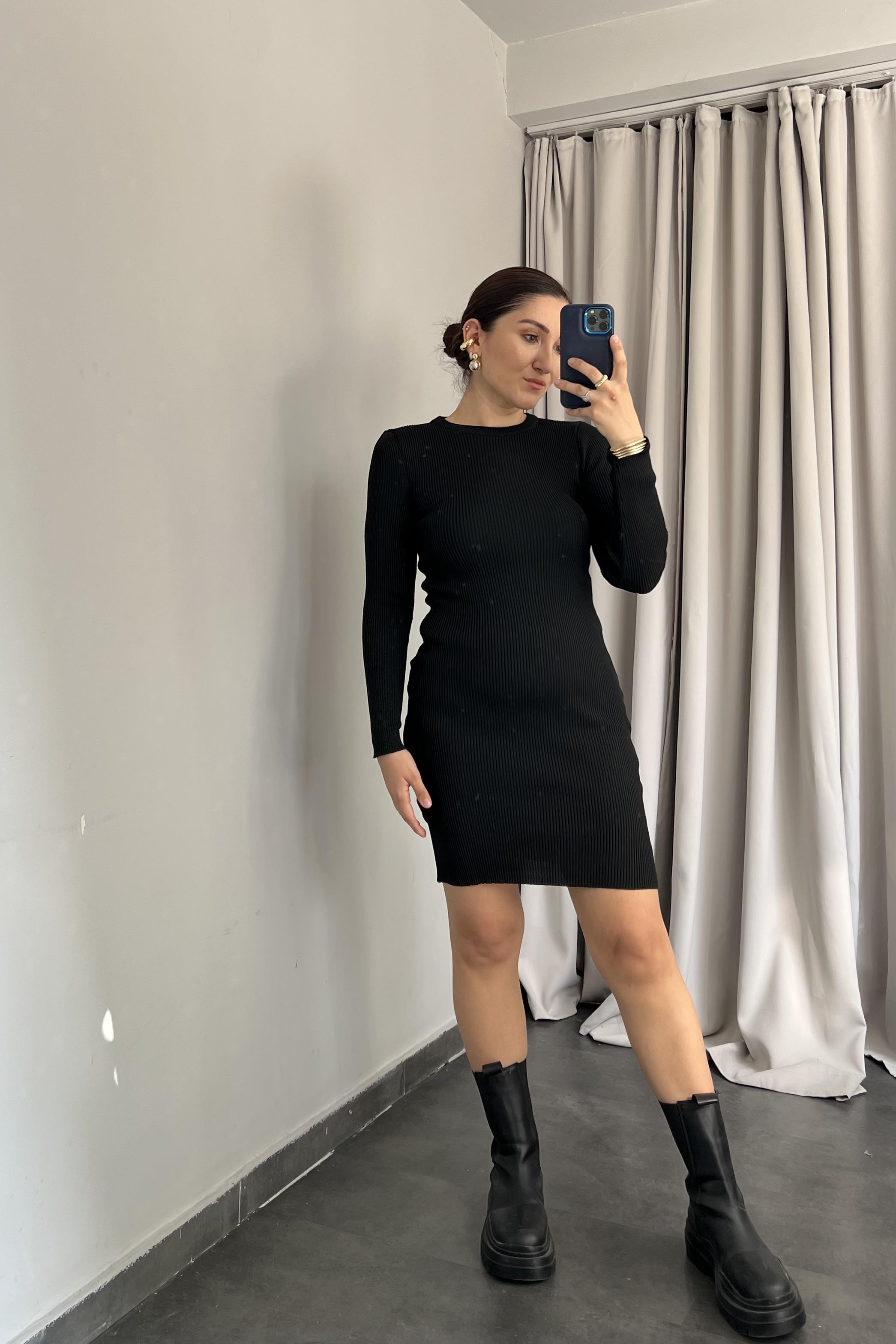SIFIR YAKA TRİKO ELBİSE/720