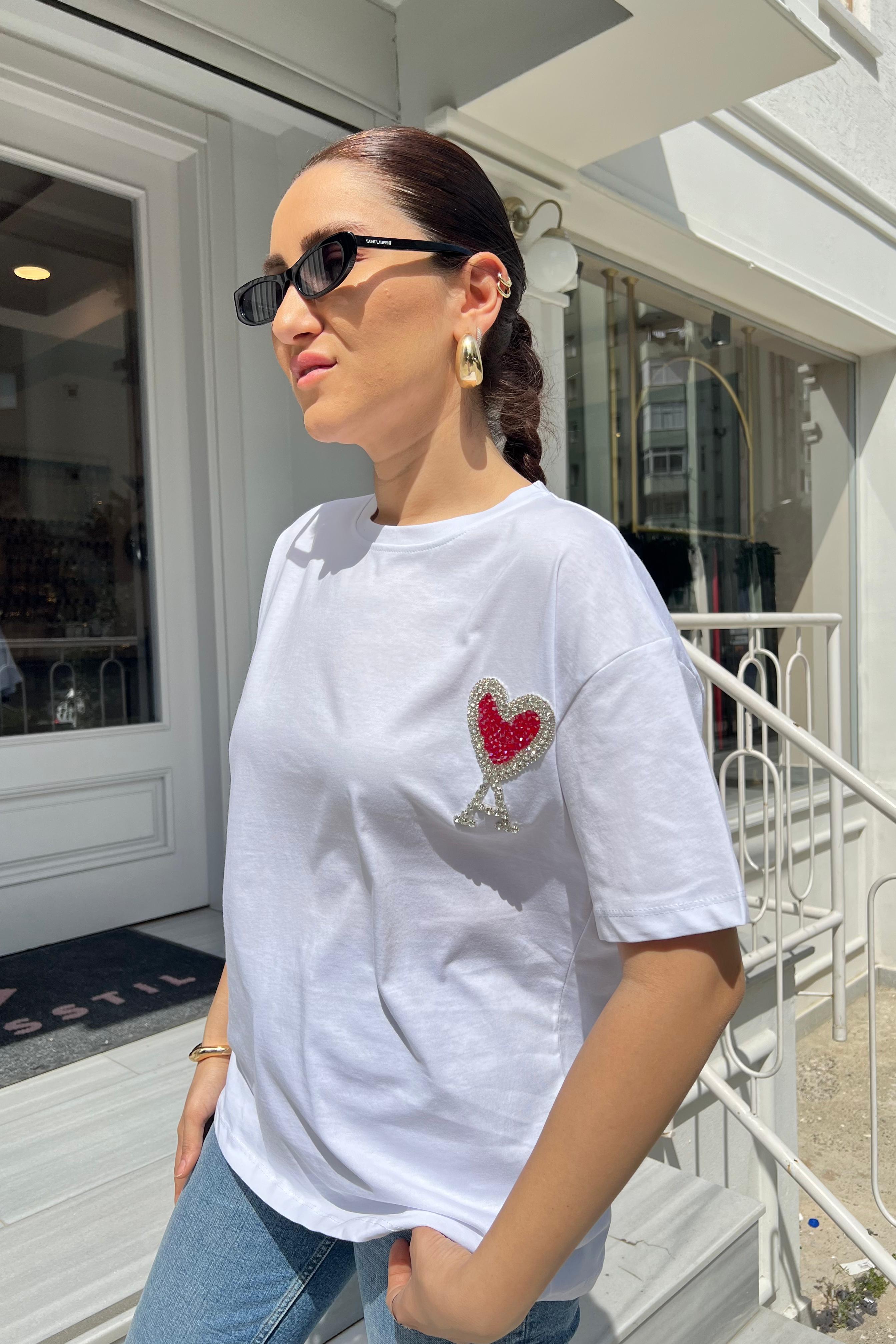 TAŞ İŞLEMELİ AMİ T-SHIRT /5103