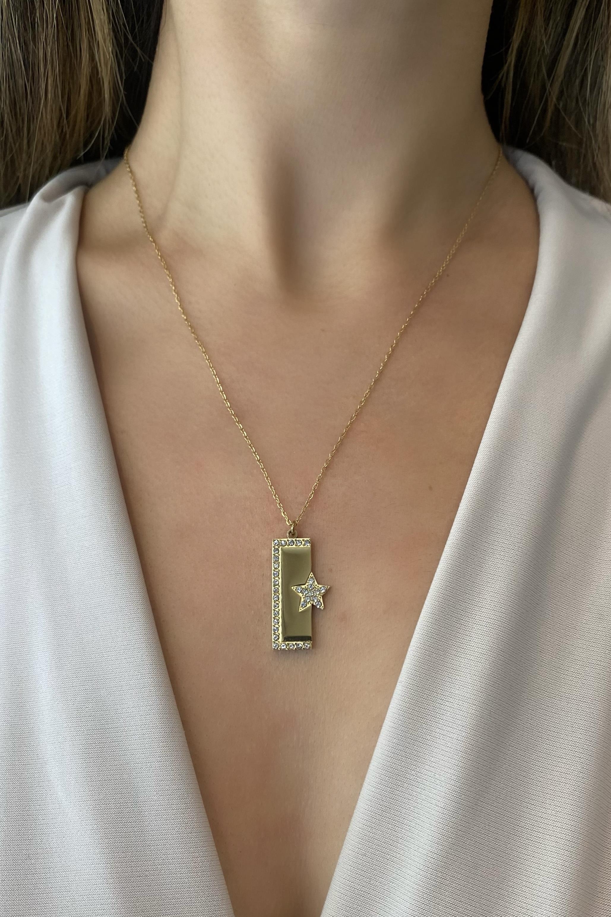 TAŞ ŞERİT PLAKA YILDIZ KOLYE