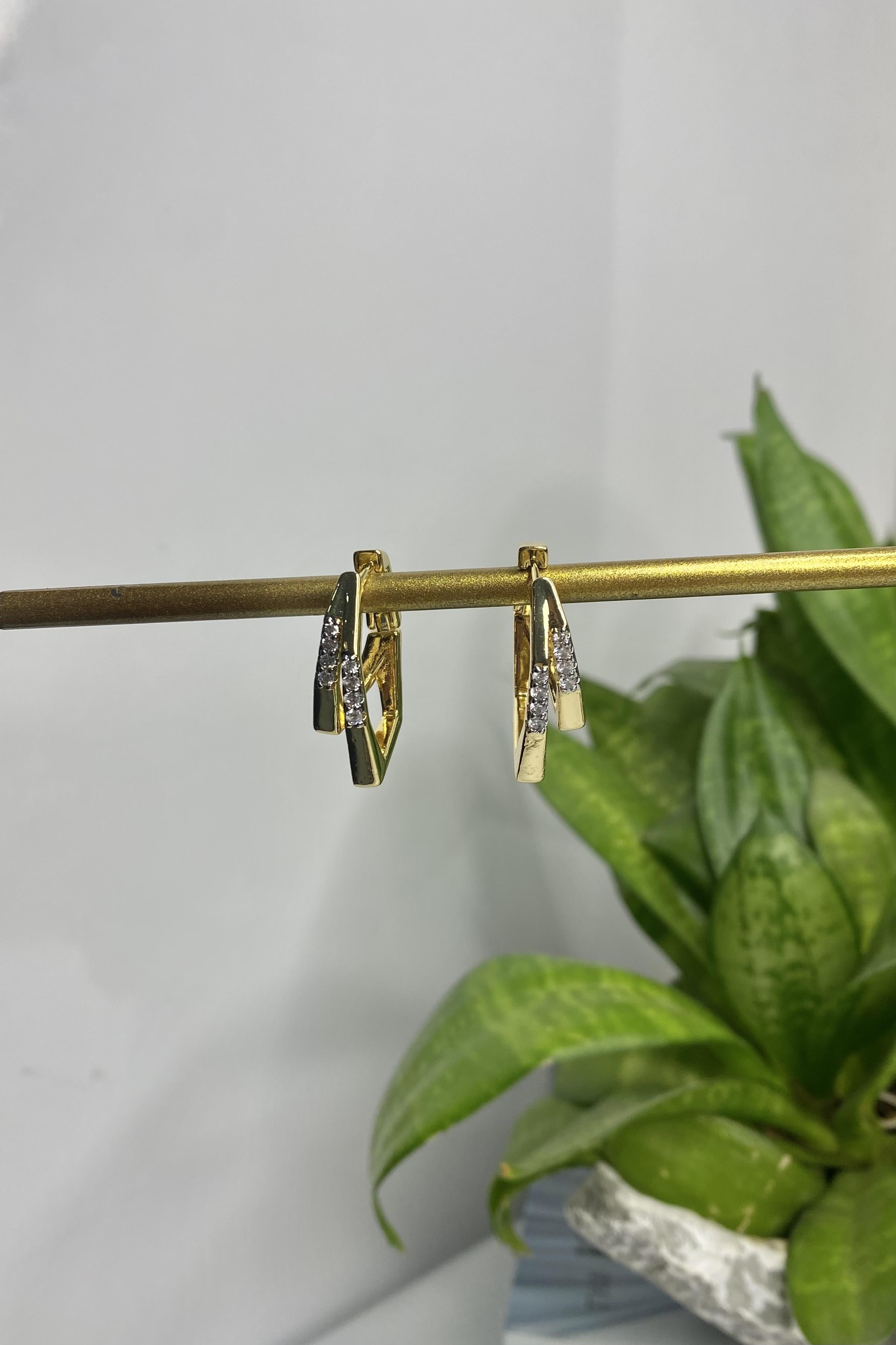 TAŞLI ÇOKGEN KÜPE 2.5 CM