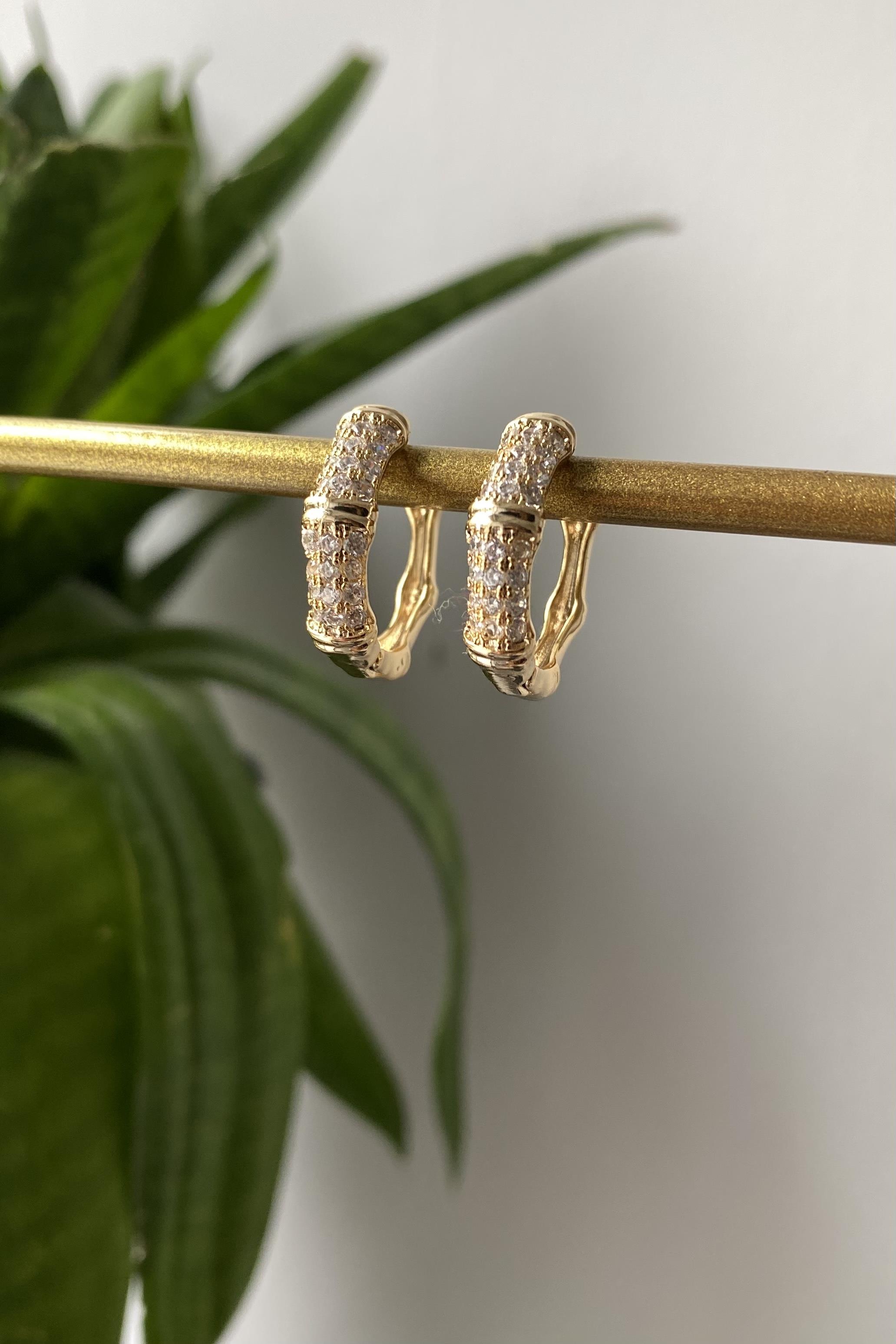 TAŞLI KEMİK HALKA KÜPE 2CM