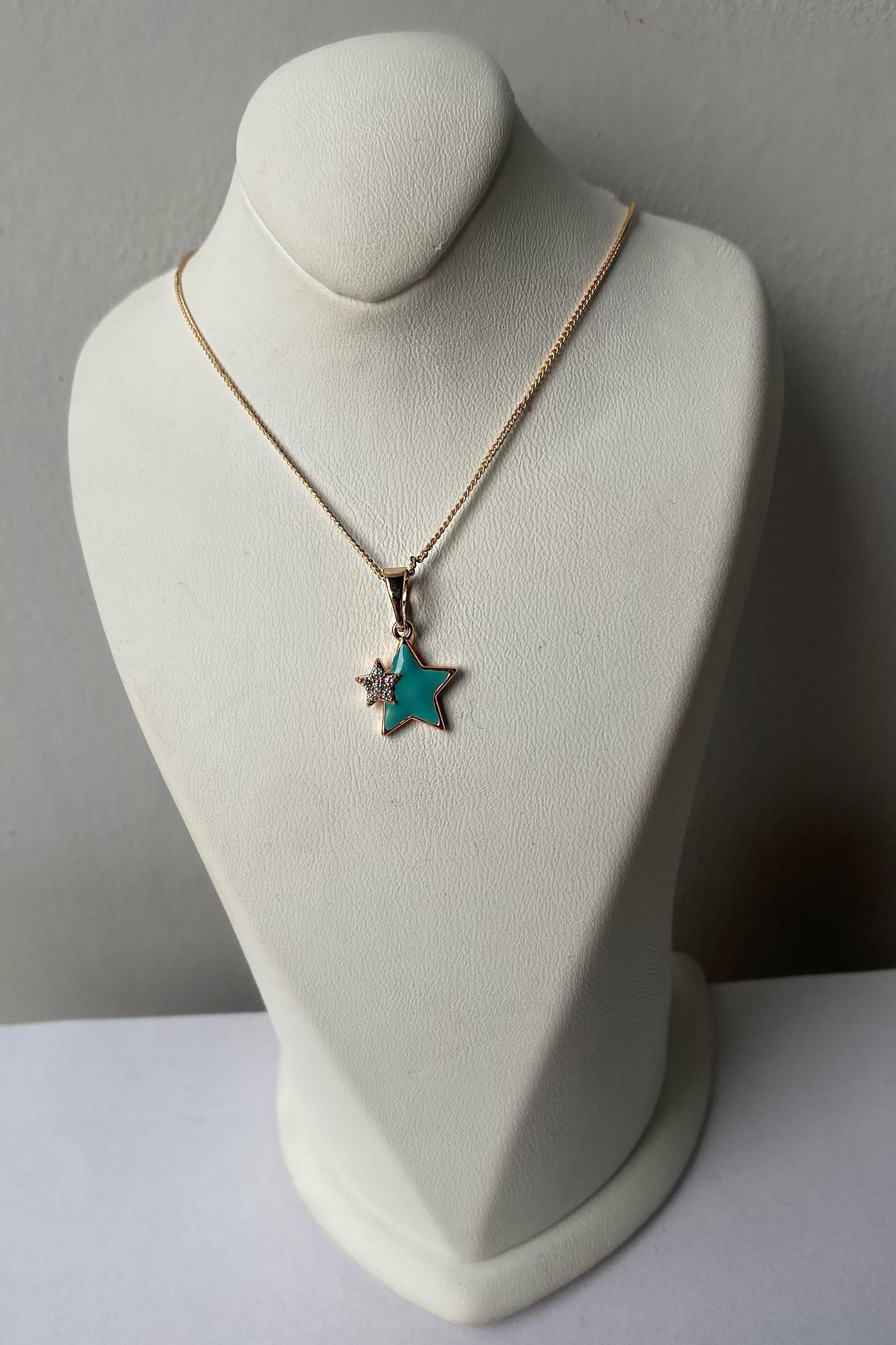 TAŞLI MAVİ YILDIZ KOLYE