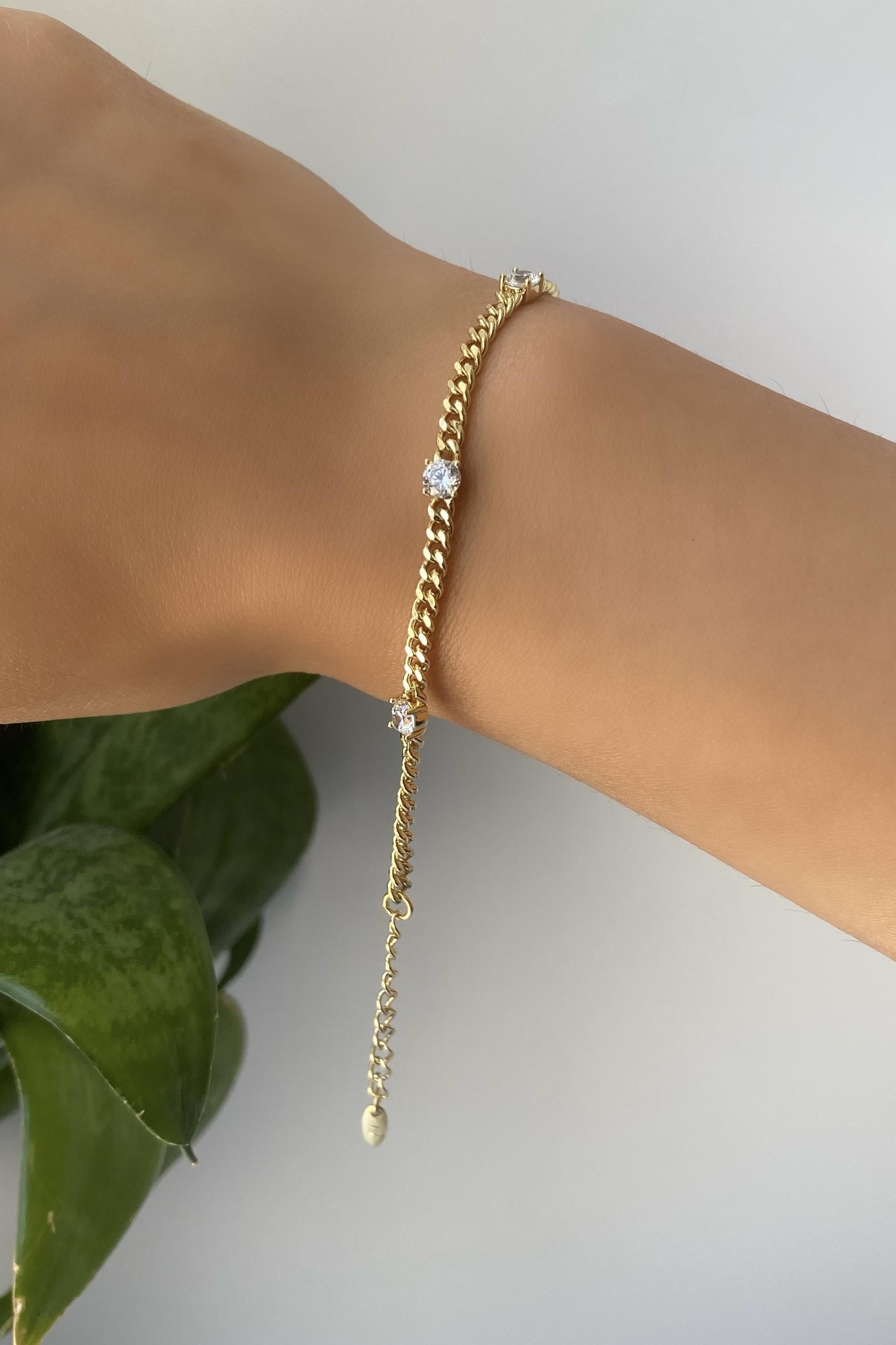 TEK TAŞLI ZİNCİR BİLEZİK