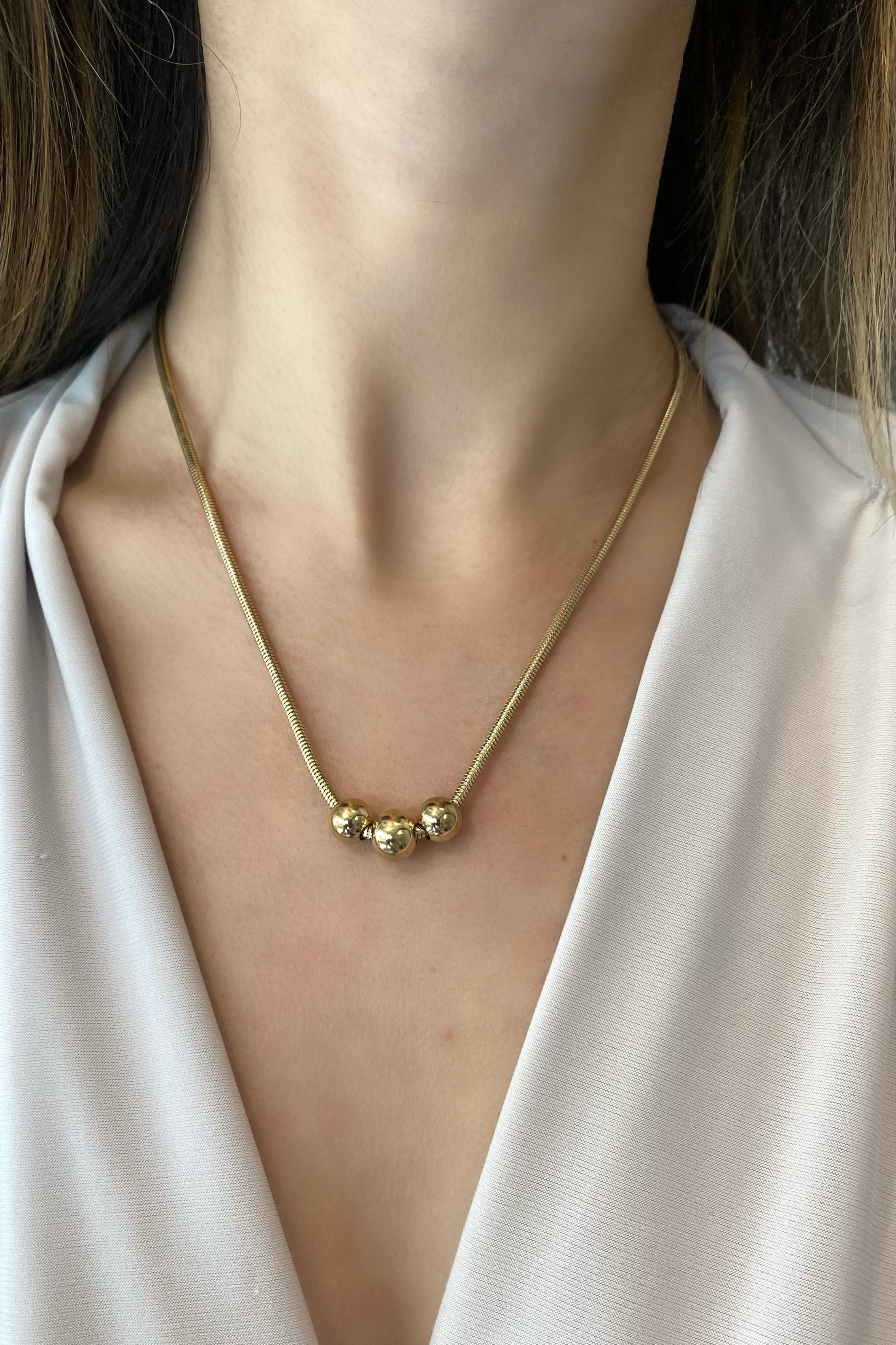 ÜÇ TOPLU SİLİNDİR ZİNCİR KOLYE