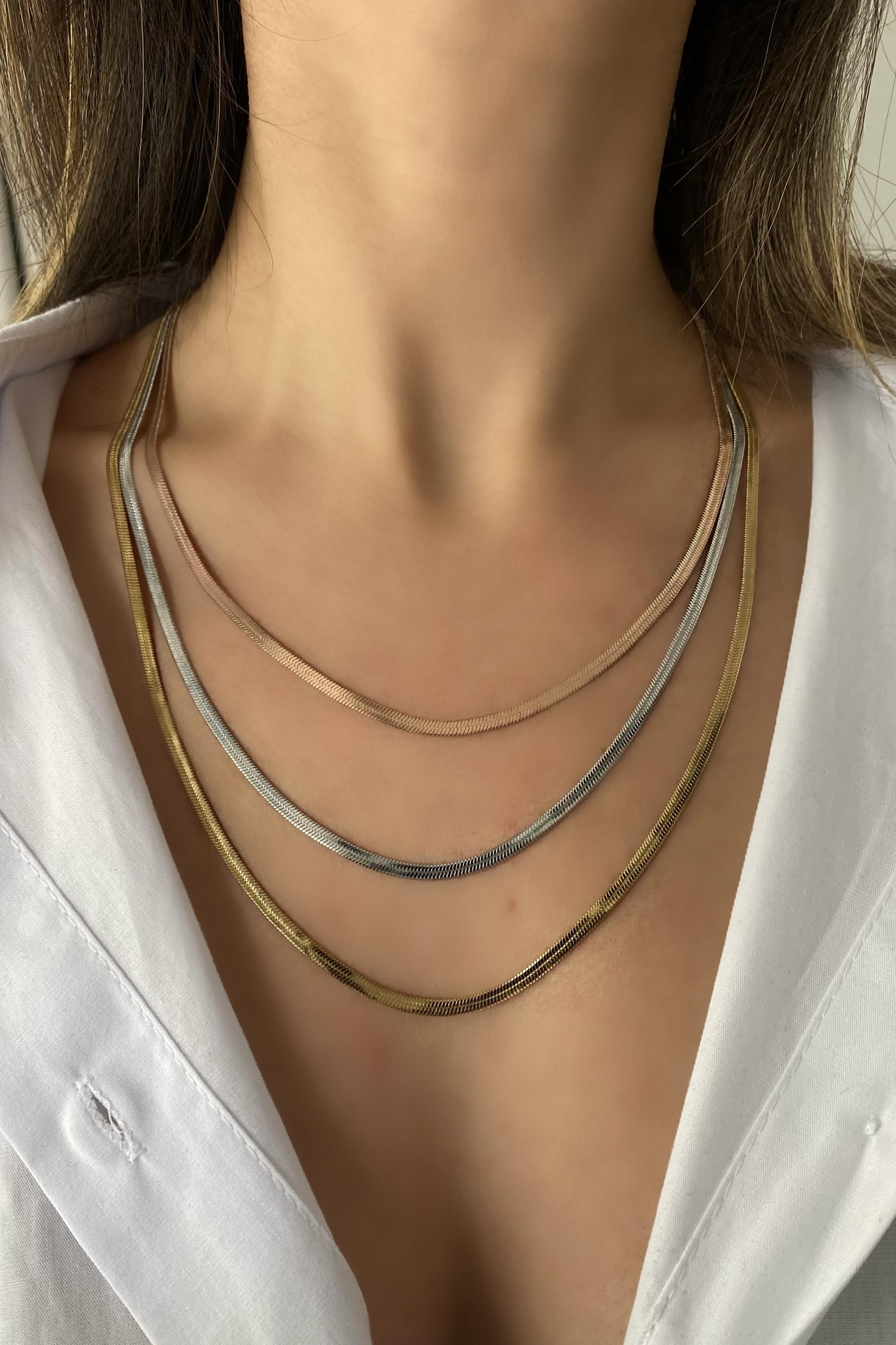 ÜÇLÜ İTALYAN ZİNCİR KOLYE