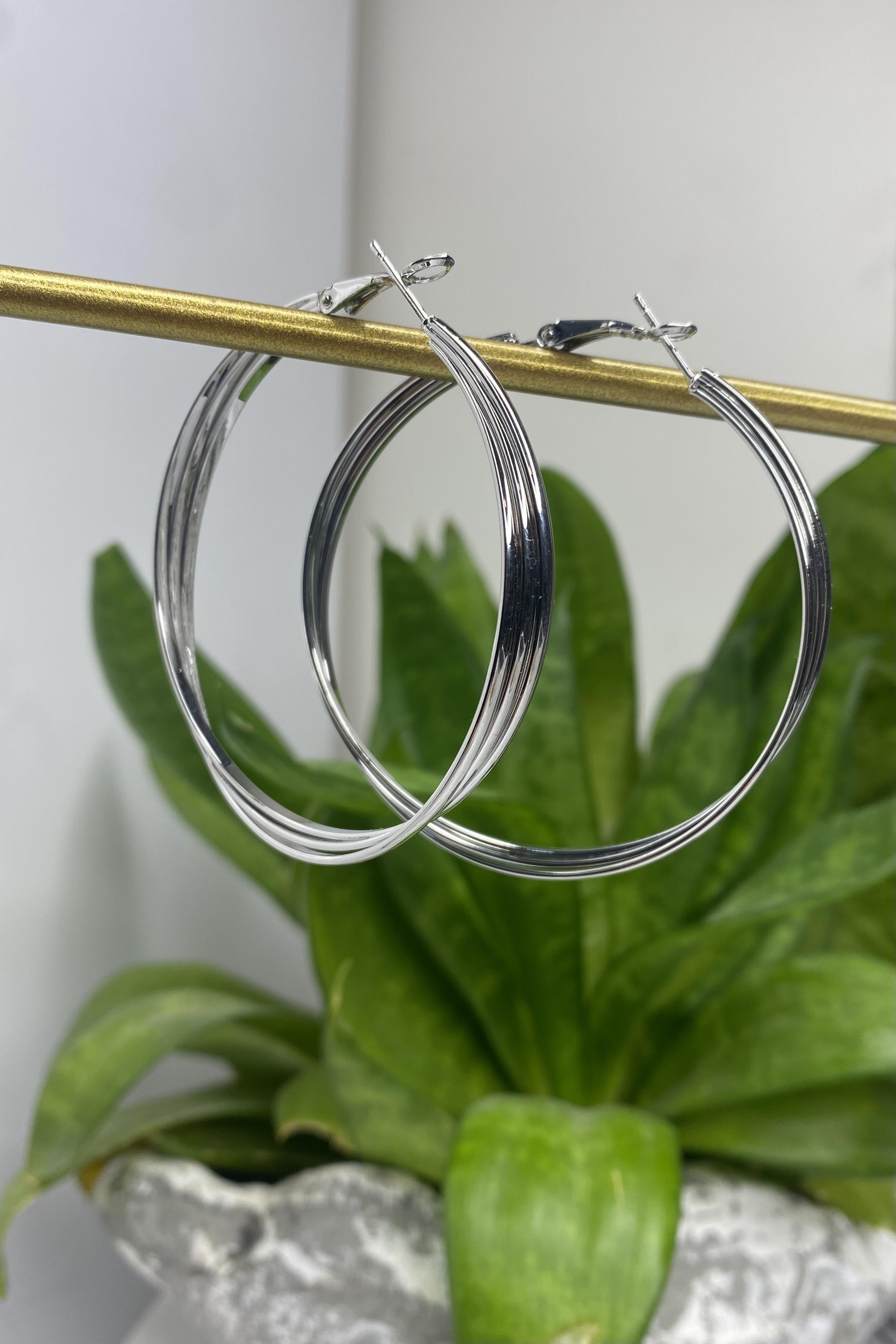 ÜÇLÜ KIVRIM HALKA KÜPE 6cm