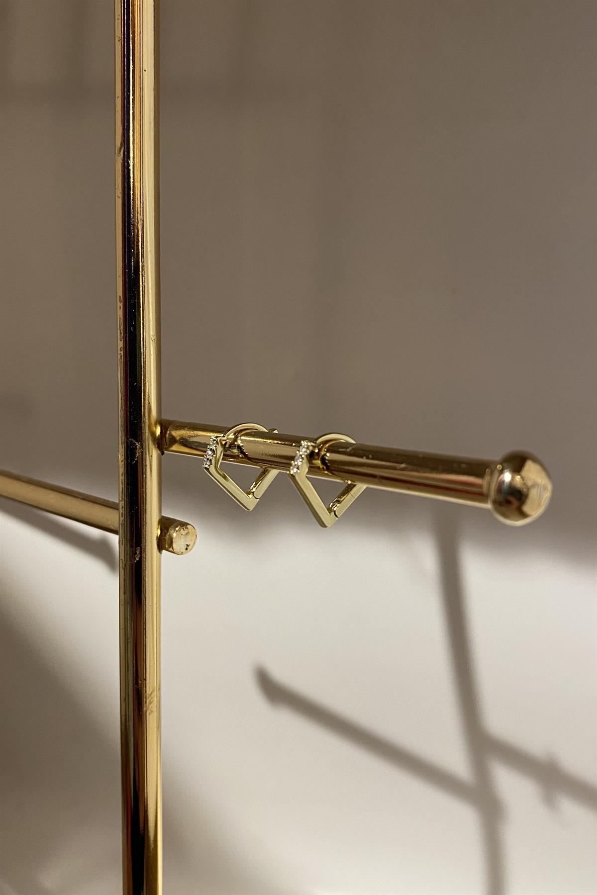 ÜZERİ TAŞLI PRİZMA MODEL HALKA KÜPE 1cm