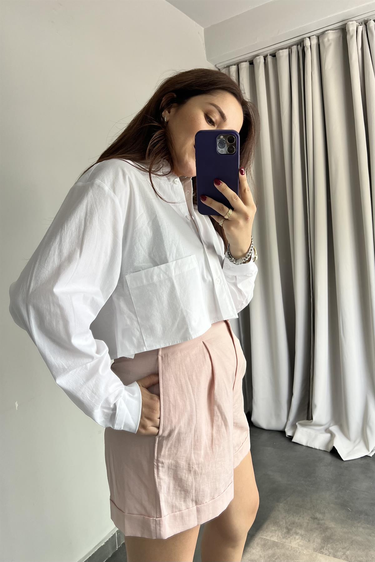 UZUN KOL CROP GÖMLEK