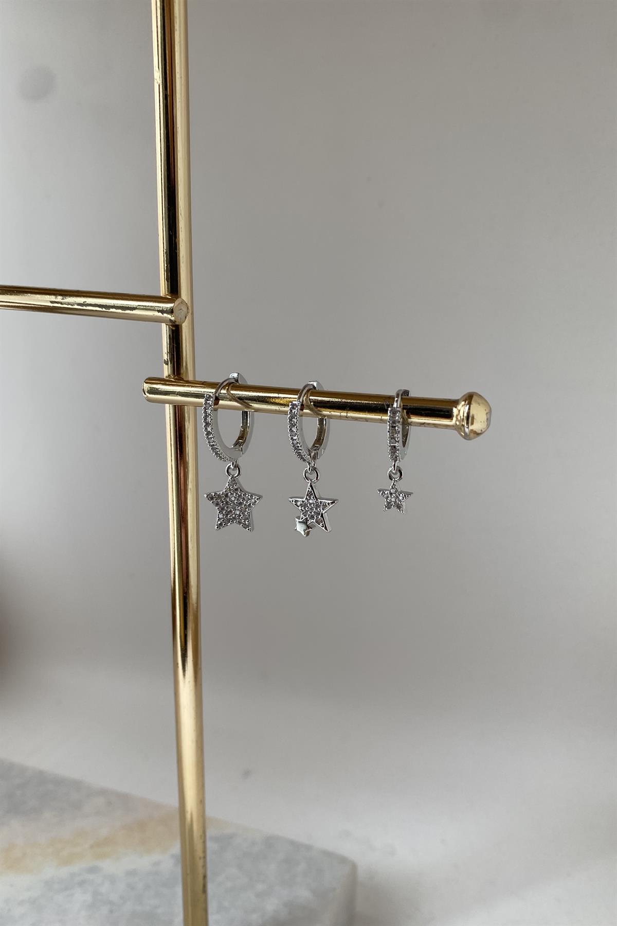 YILDIZLI ÜÇLÜ KÜPE