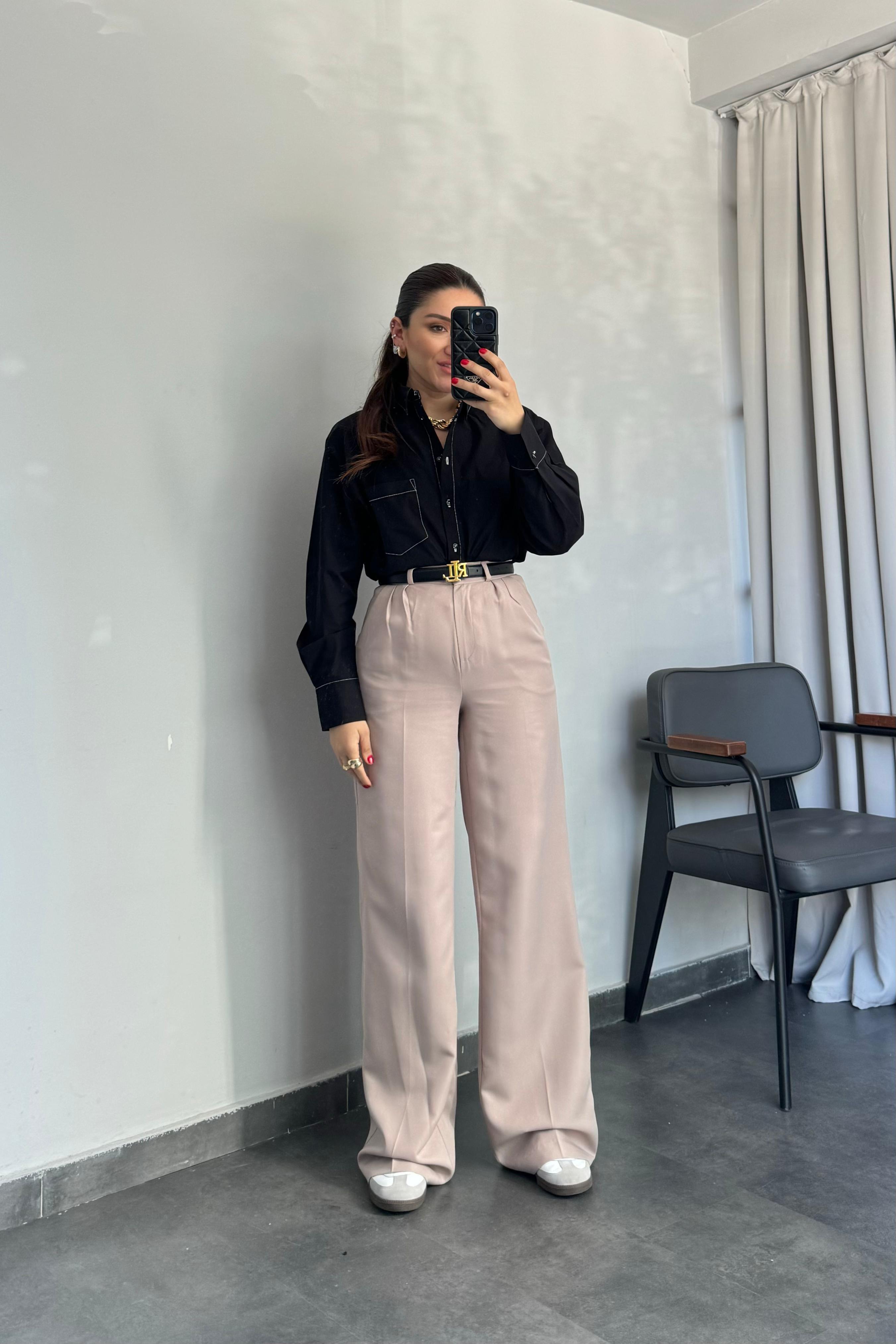 YÜKSEK BEL CEPLİ PALAZZO PANTOLON/3015