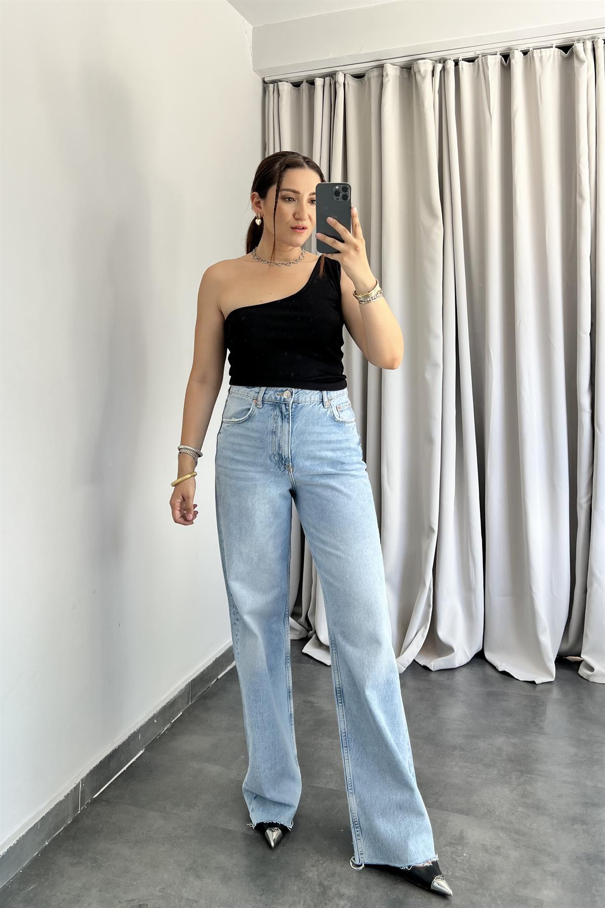 YÜKSEK BEL STRAIGHT JEAN/GN