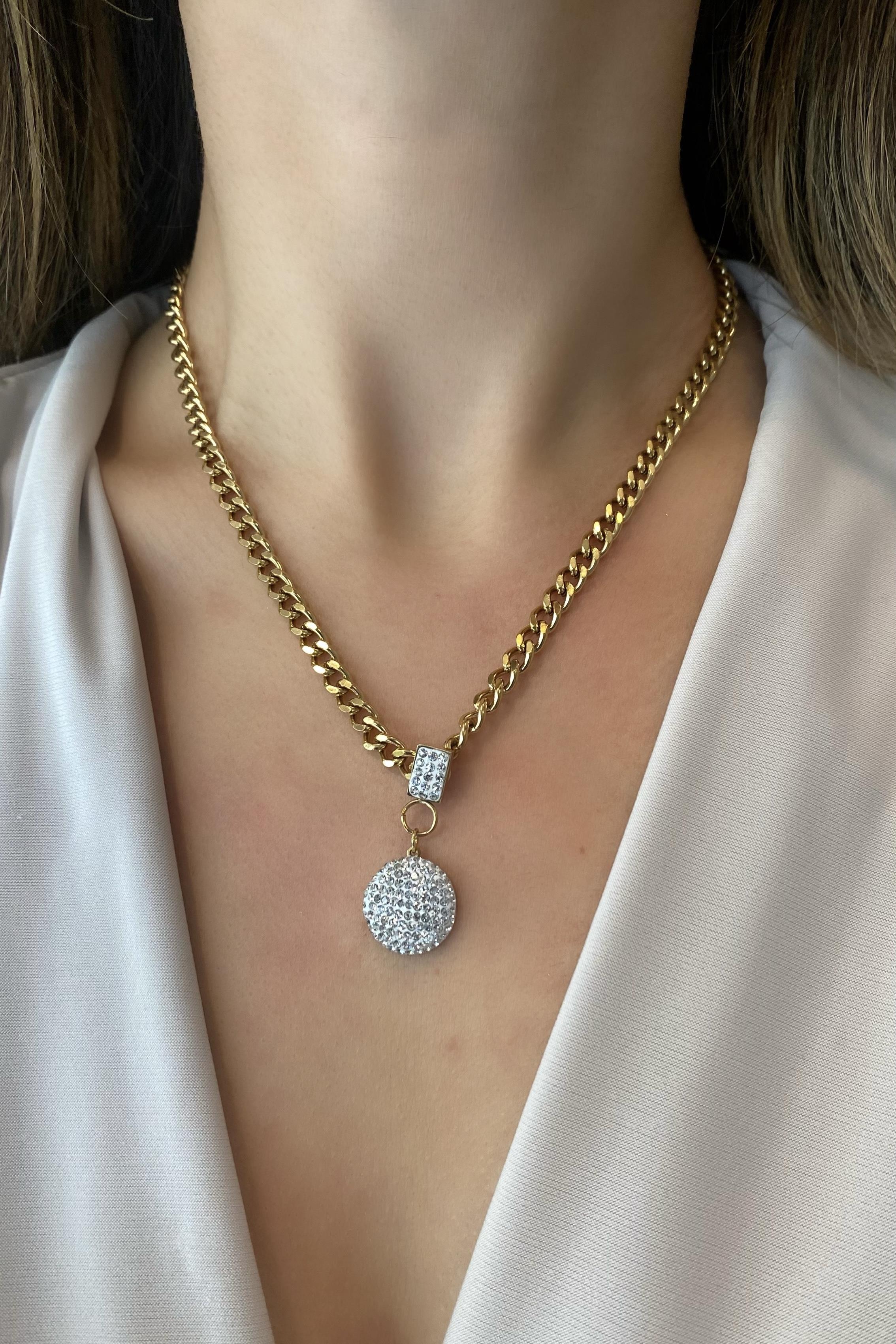 YUVARLAK TAŞLI KLASİK UÇLU KOLYE