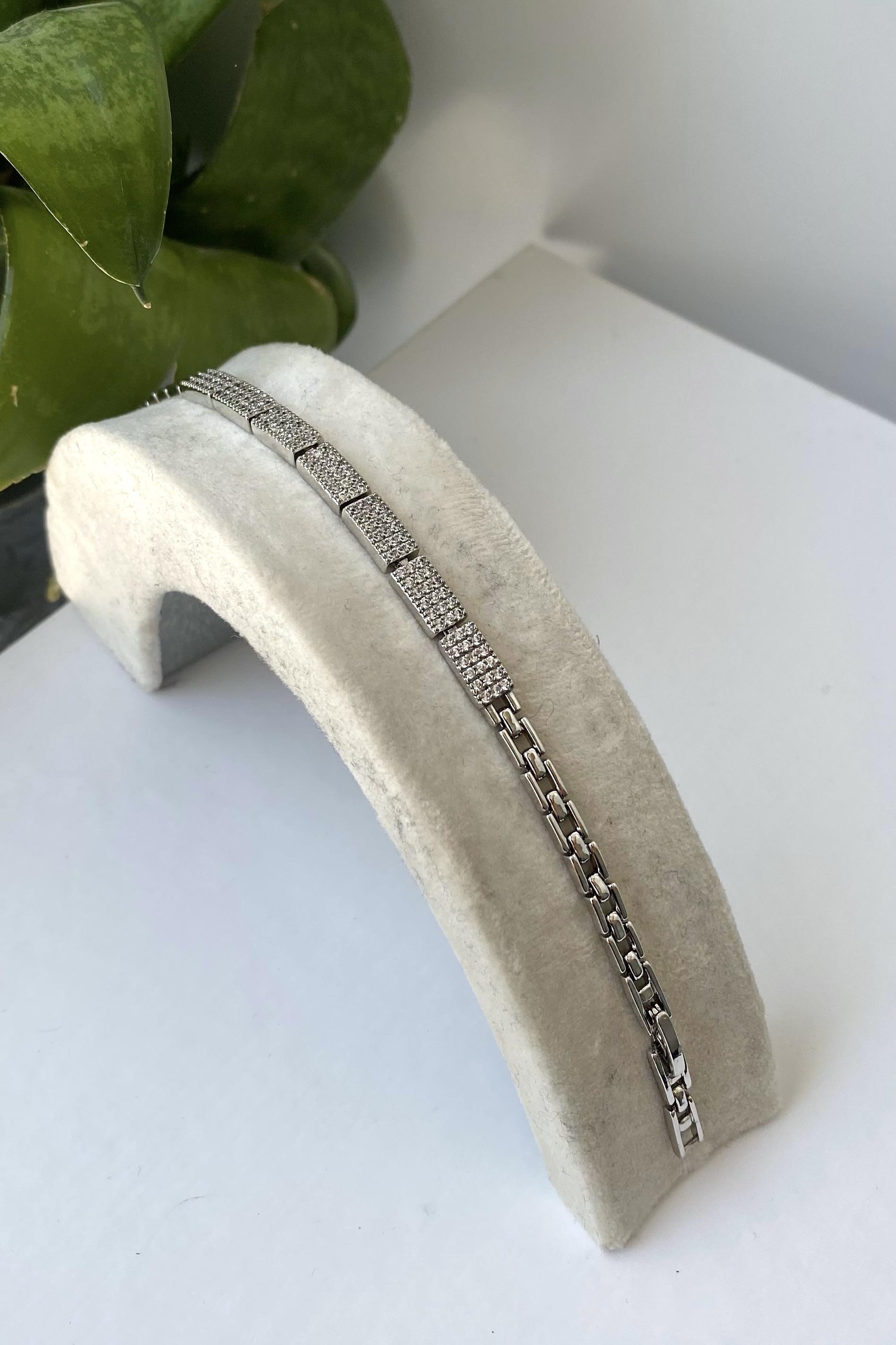 ZİRKON TAŞ PLAKALI BİLEZİK