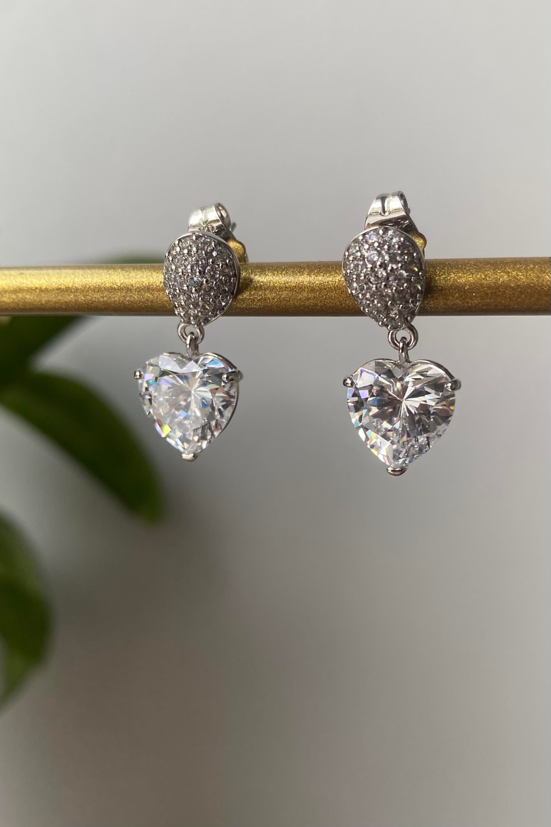 ZİRKON TAŞLI BAGET KALP KÜPE