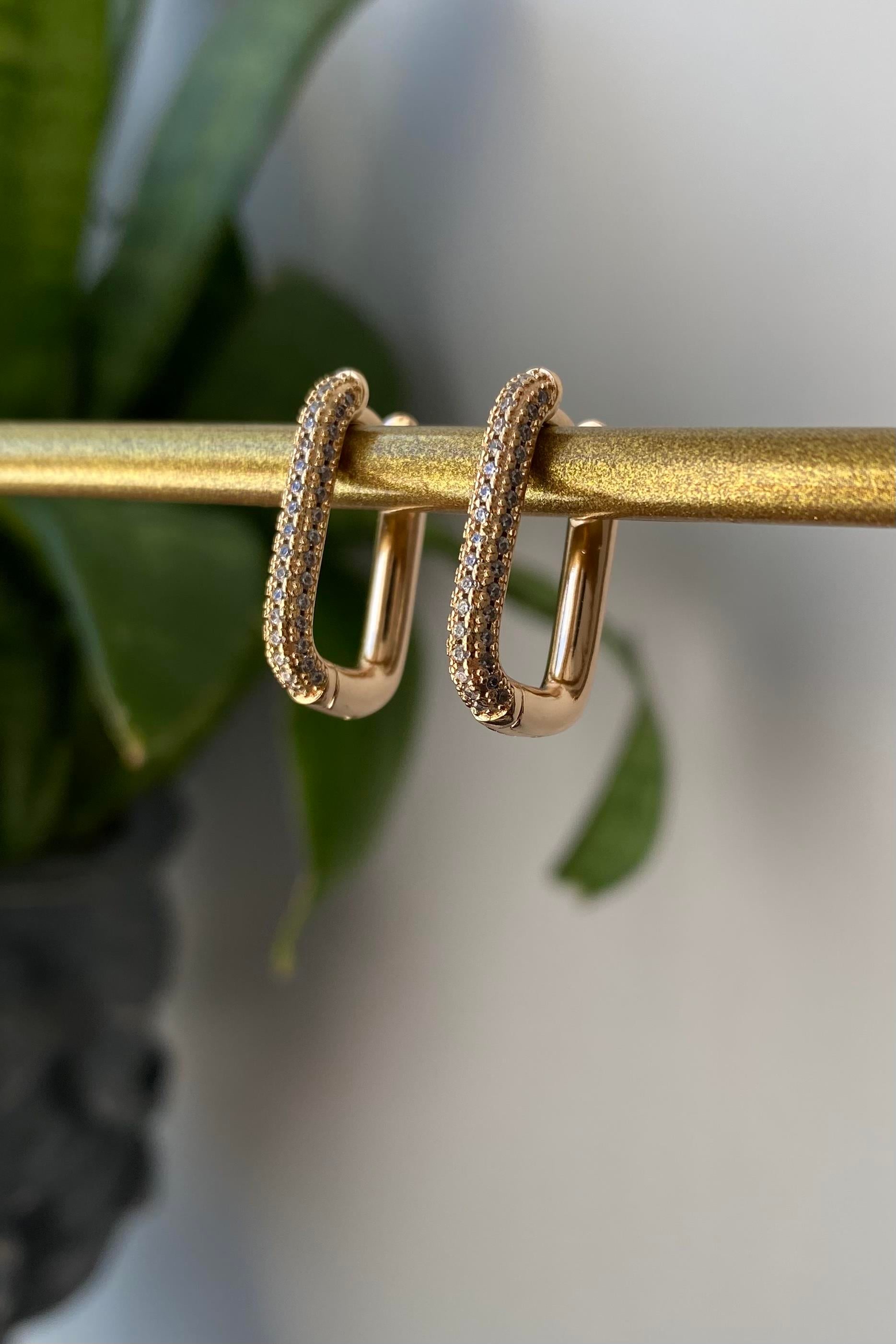 ZİRKON TAŞLI DİKDÖRTGEN KÜPE