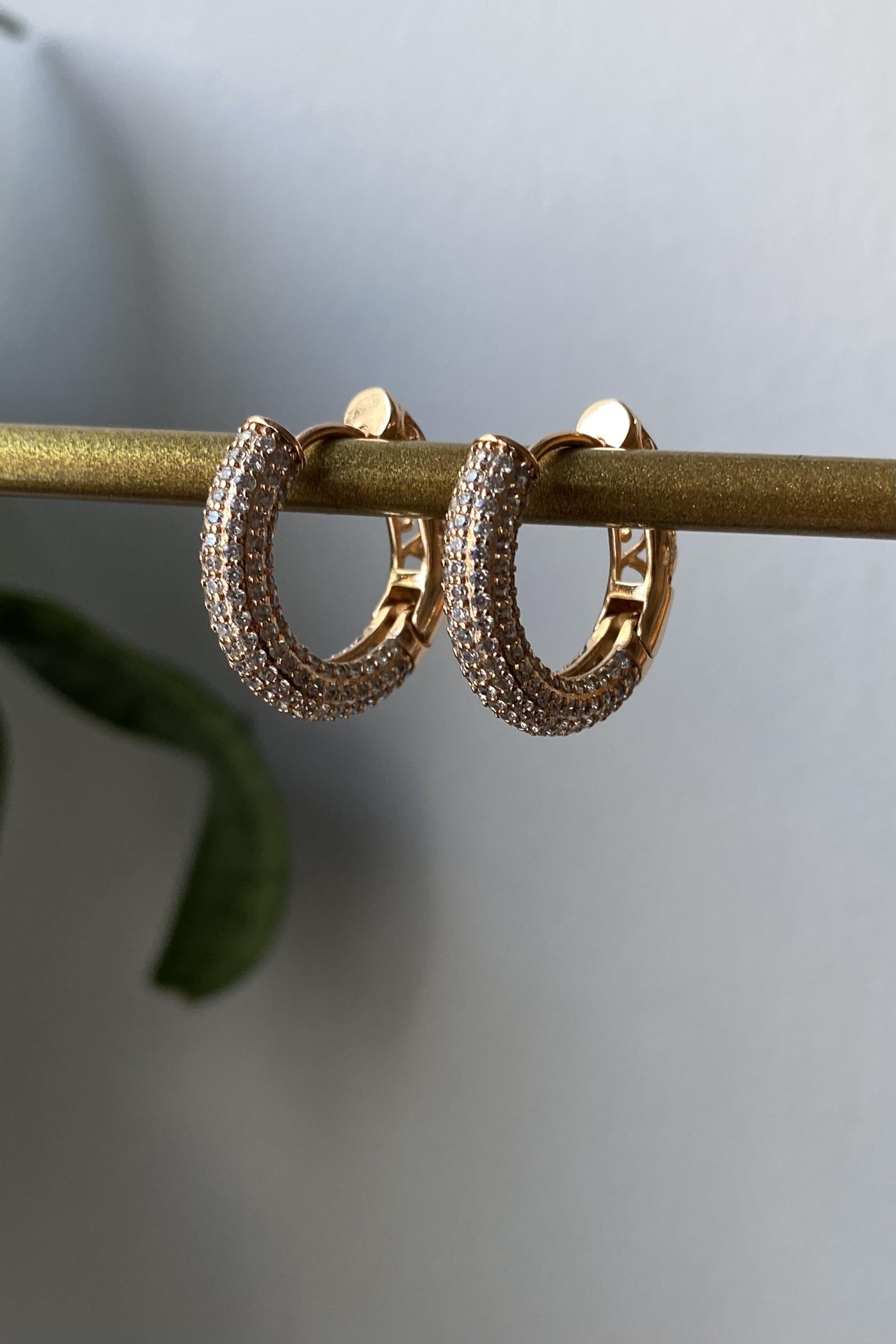 ZİRKON TAŞLI HALKA KÜPE 2CM