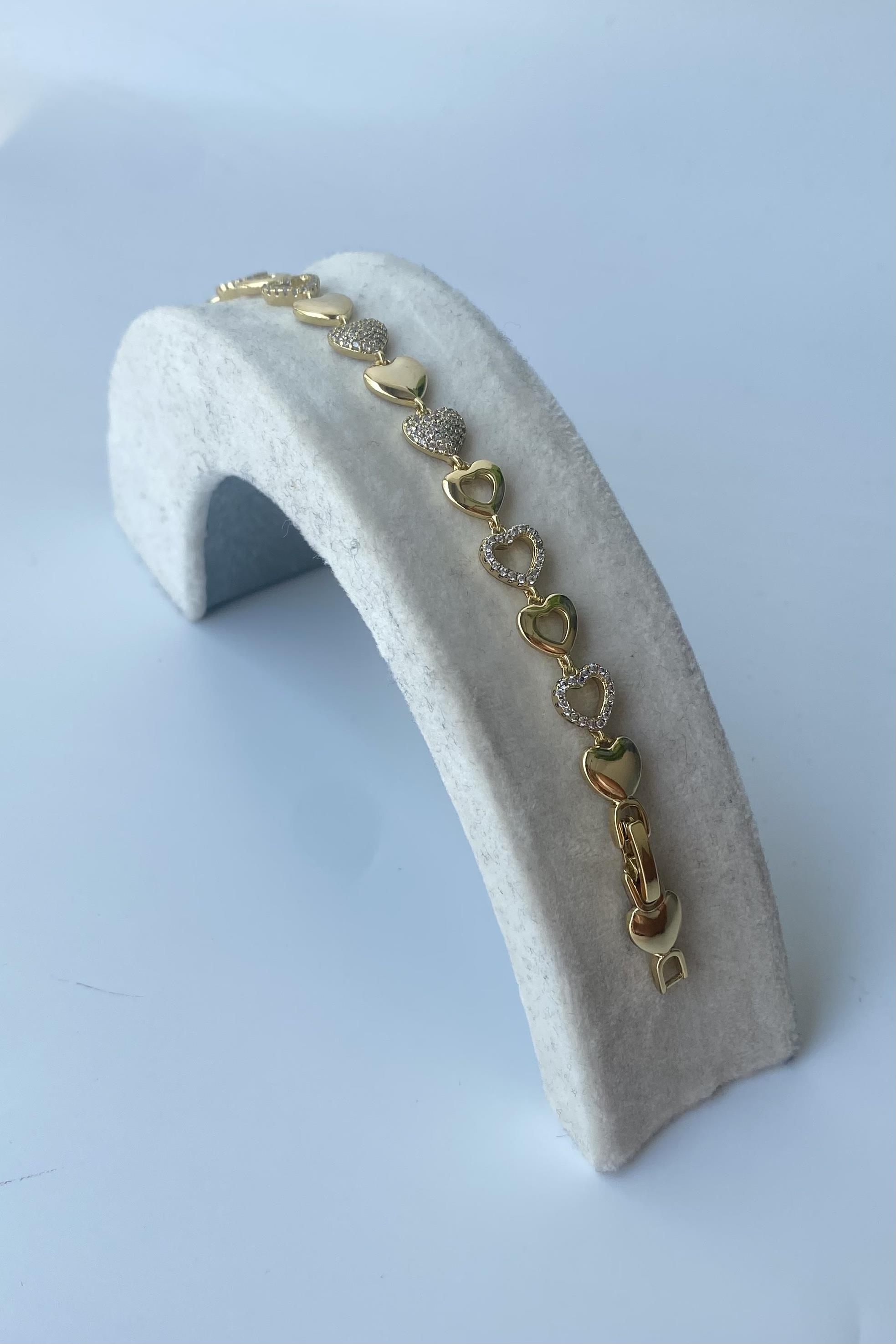 ZİRKON TAŞLI KALP BİLEZİK