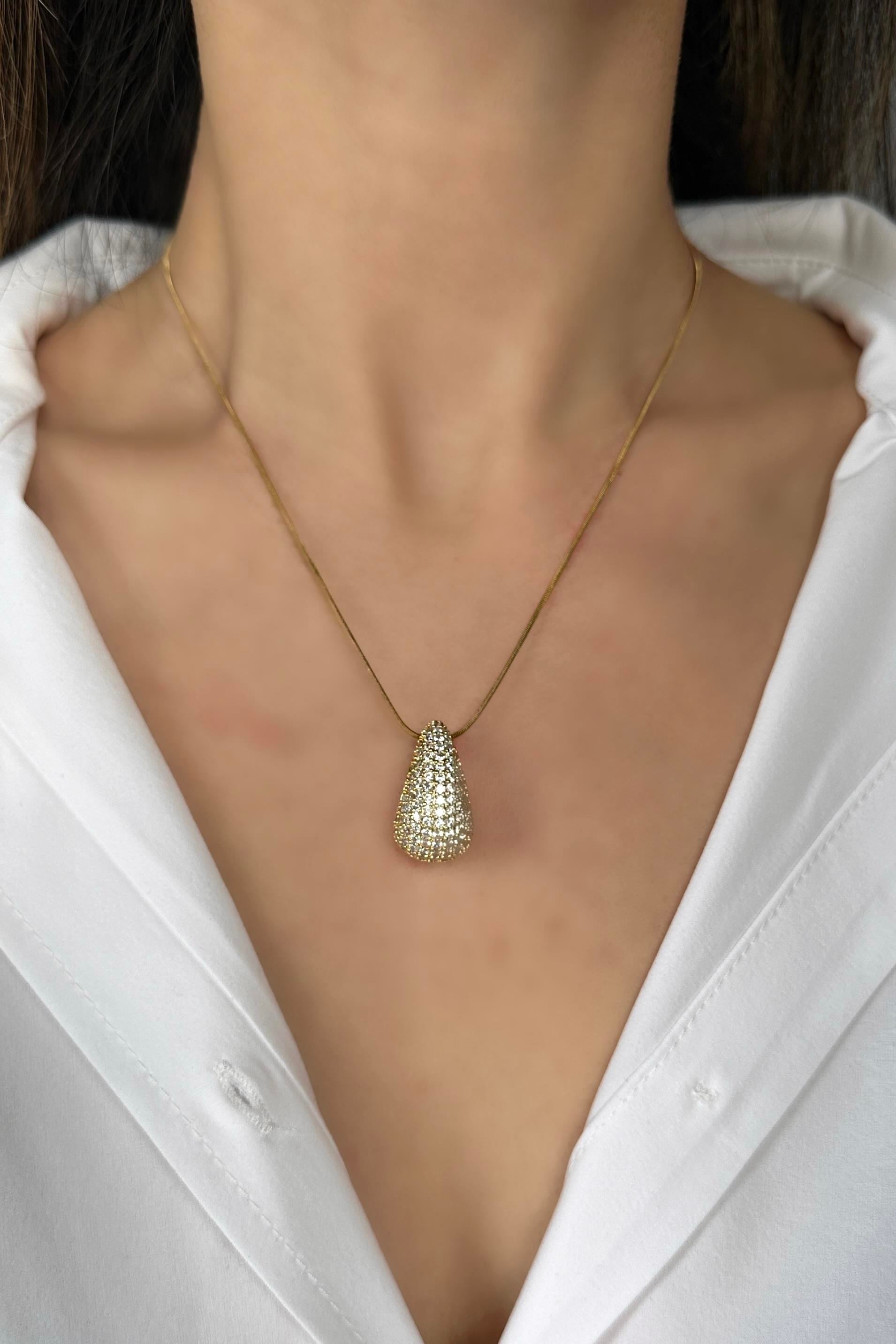 ZİRKON TAŞLI MARKA DAMLA KOLYE