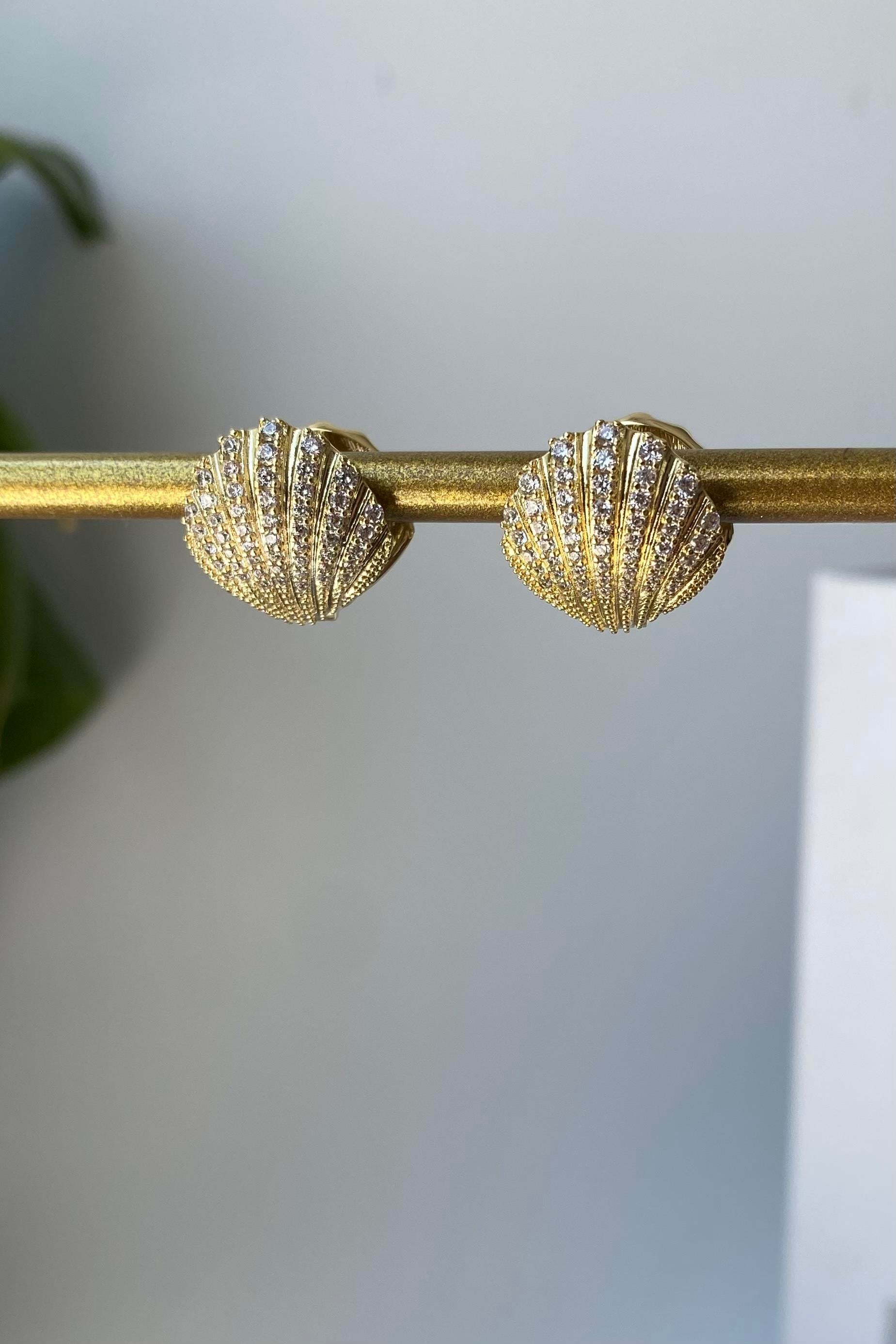 ZİRKON TAŞLI MİDYE KÜPE