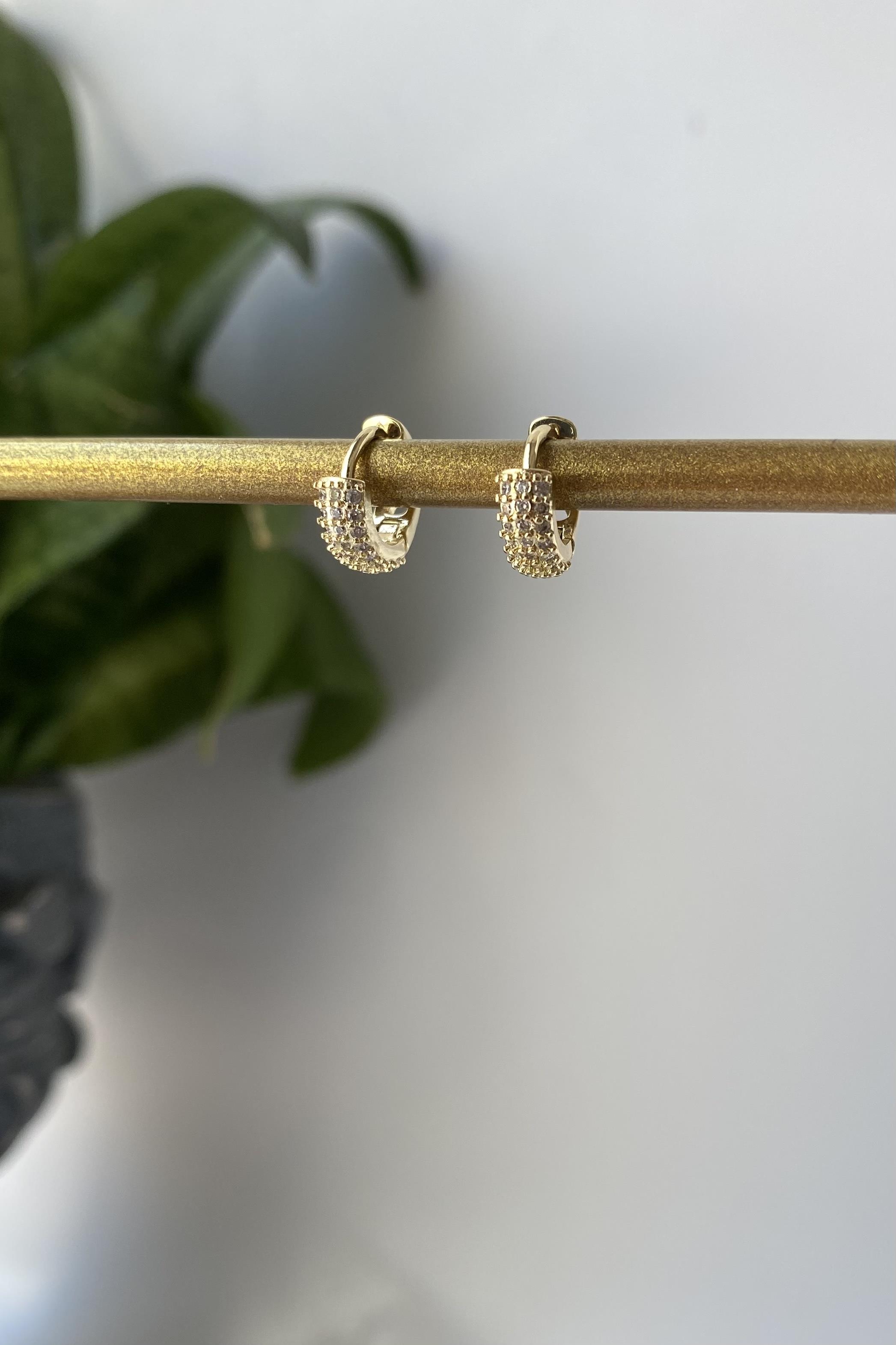 ZİRKON TAŞLI MİNİMAL KÜPE 1CM