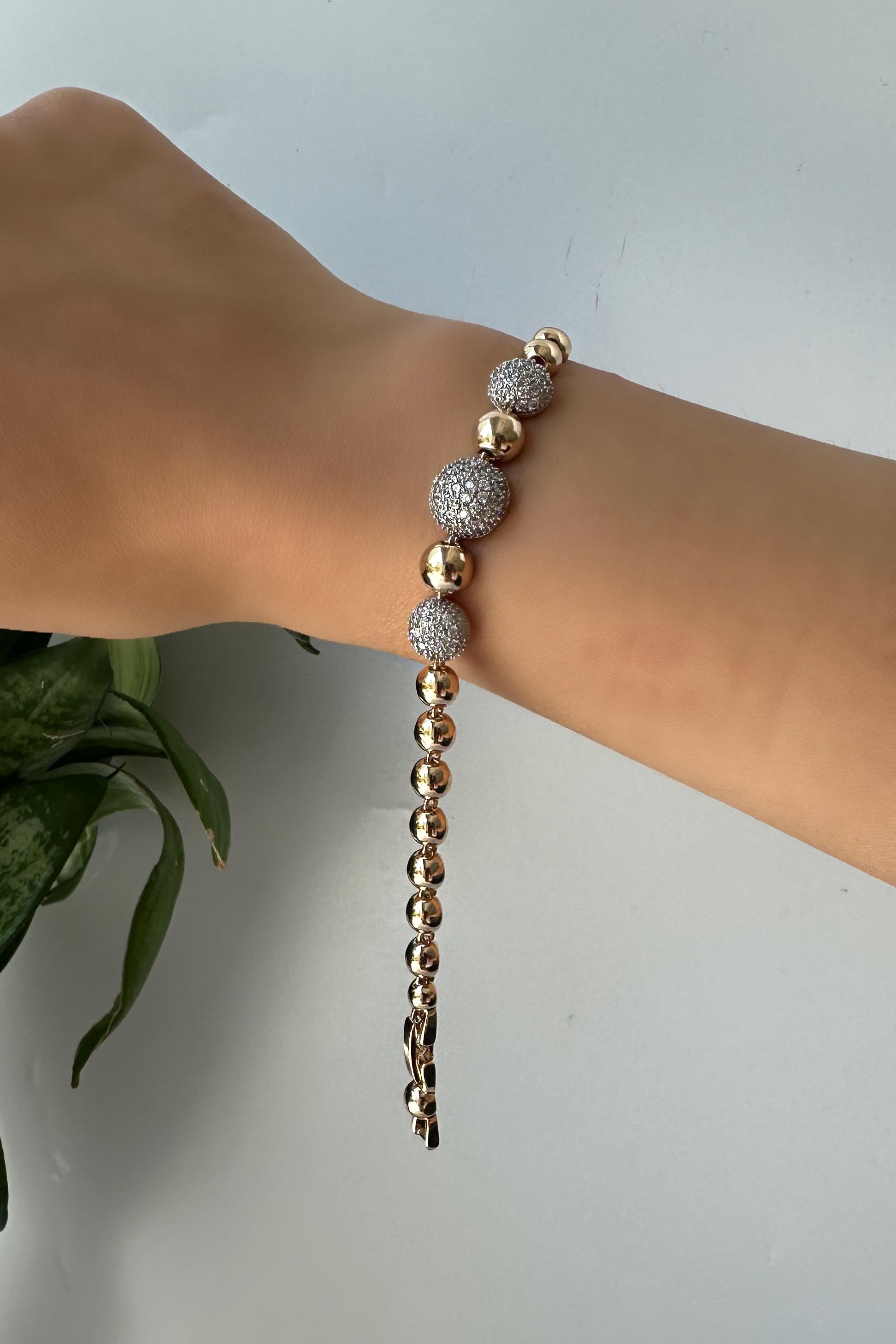 ZİRKON TAŞLI TOPÇUKLU BİLEZİK