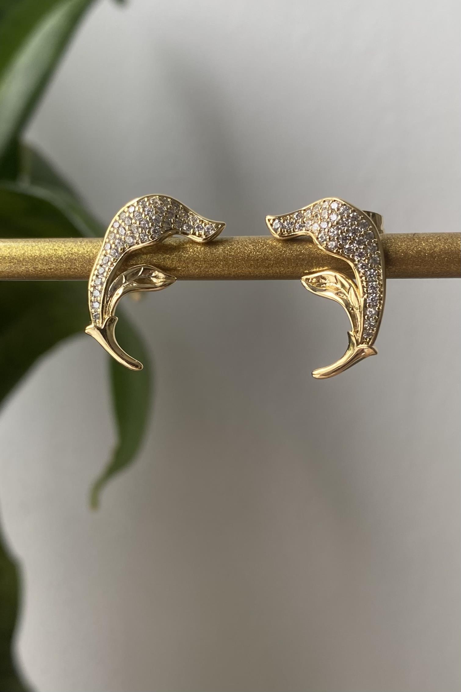 ZİRKON TAŞLI YAPRAK KÜPE