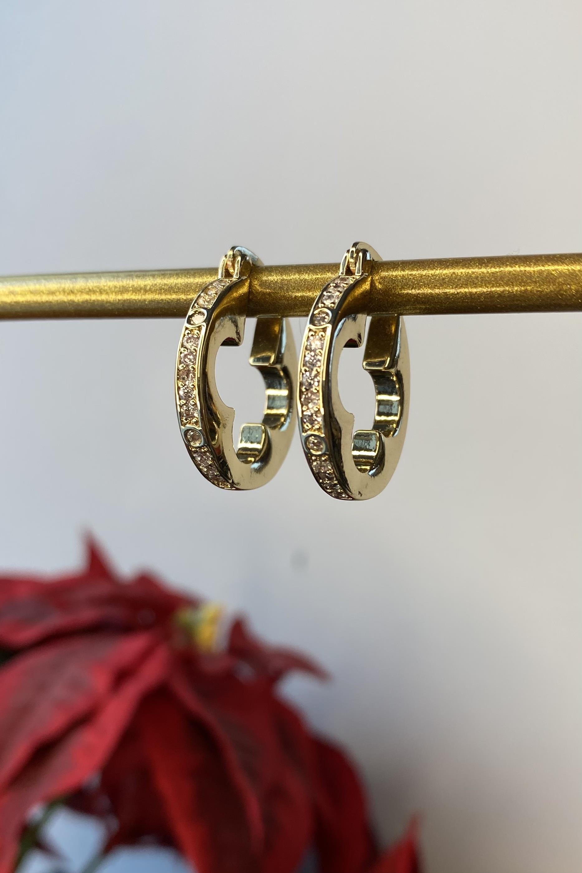 ZİRKON TAŞLI YONCA KESİT HALKA KÜPE