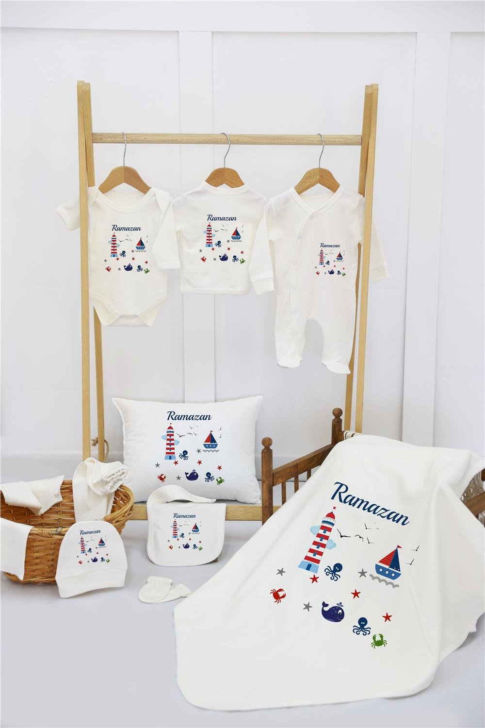 Ayı ve Yıldız Desenli 11'li İsimli Organik Hastane Çıkış Seti