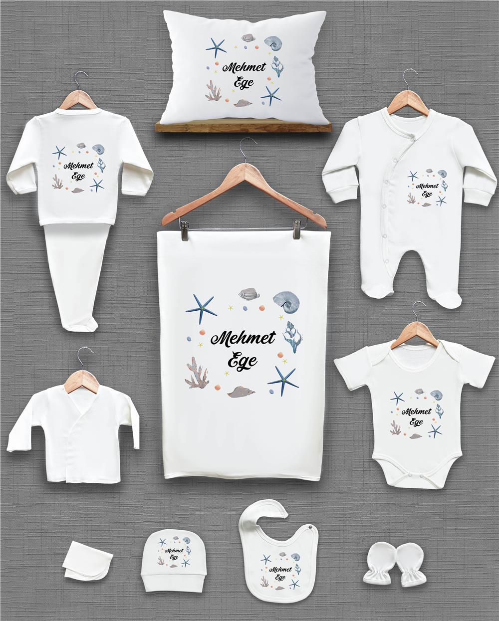 Deniz Konseptli 11'li İsimli Organik Hastane Çıkış Seti