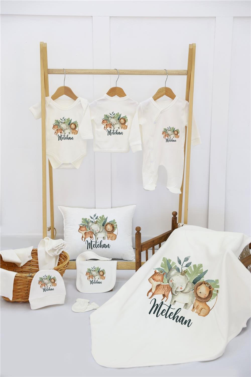 Aslan Desenli 11'li İsimli Organik Hastane Çıkış Seti